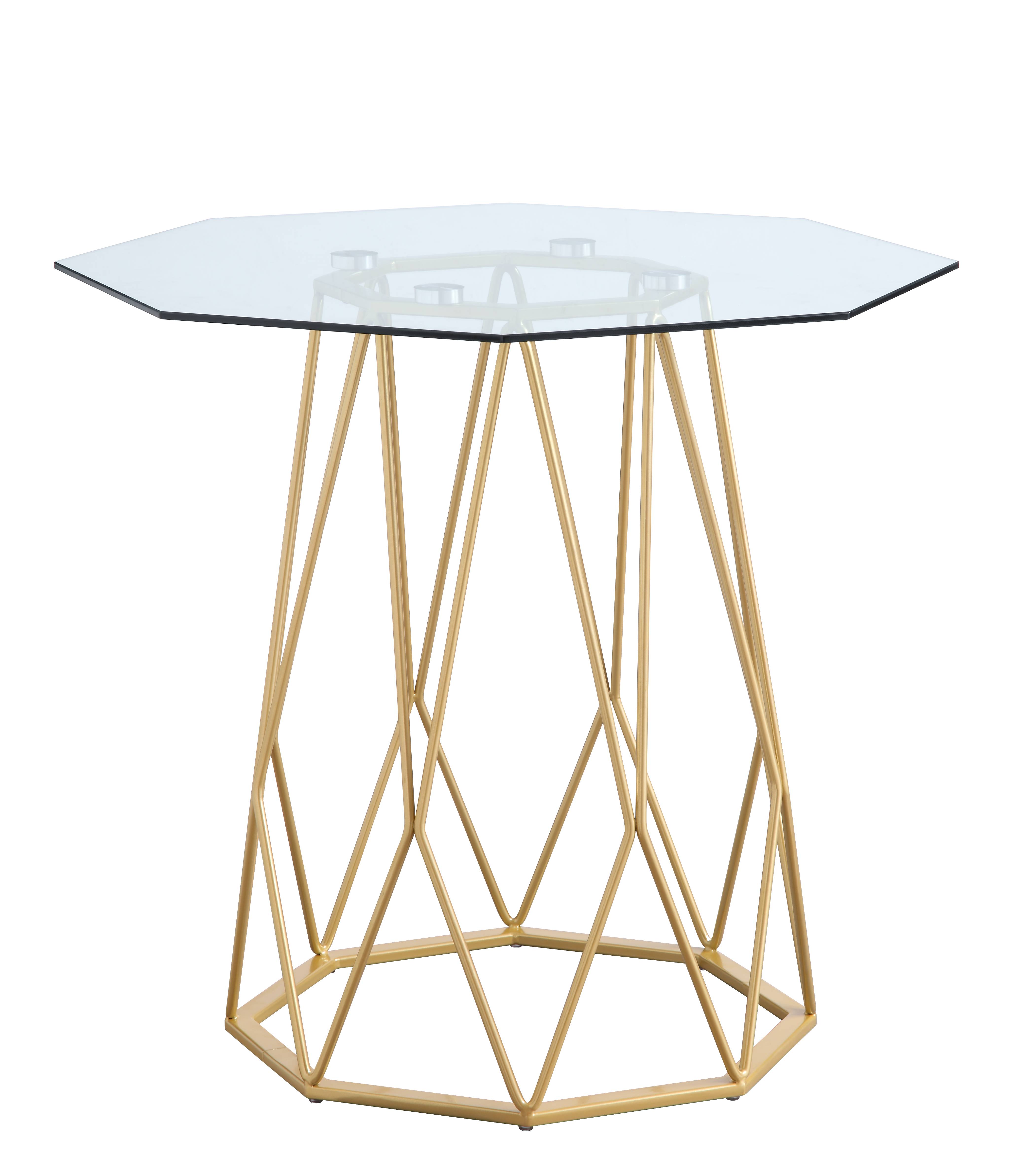 Growder Glass Top End Table in Gold