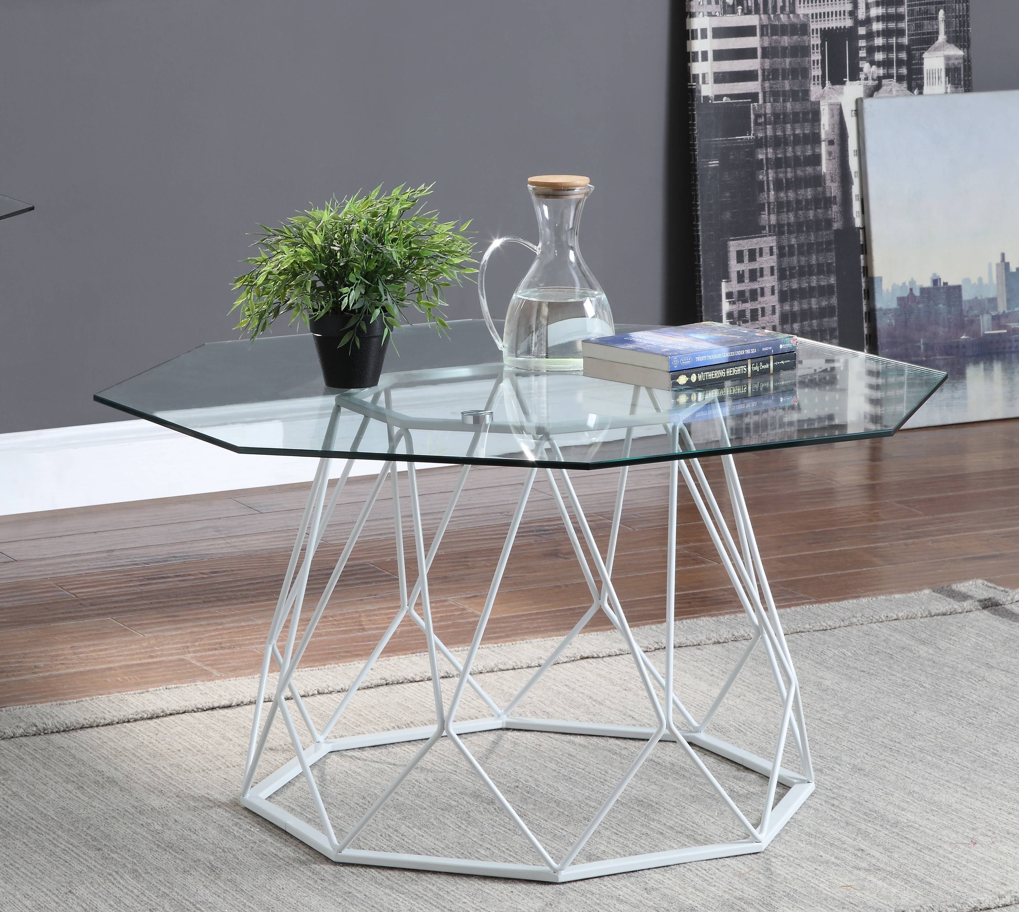 Growder Glass Top Coffee Table in White