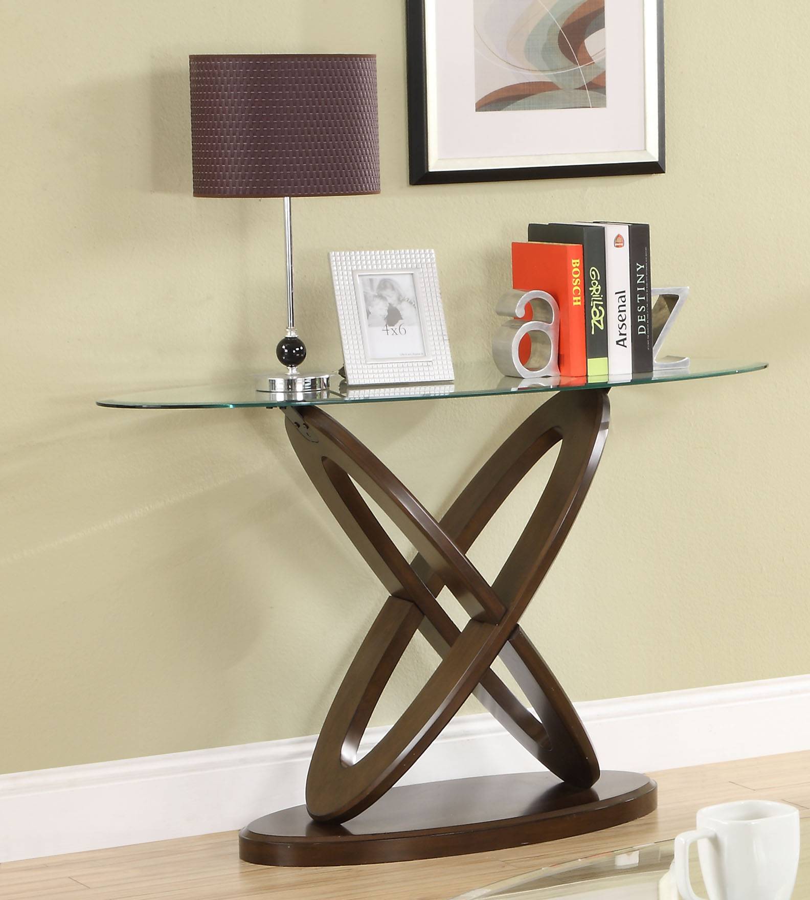Gormon Contemporary Glass Top Console Table