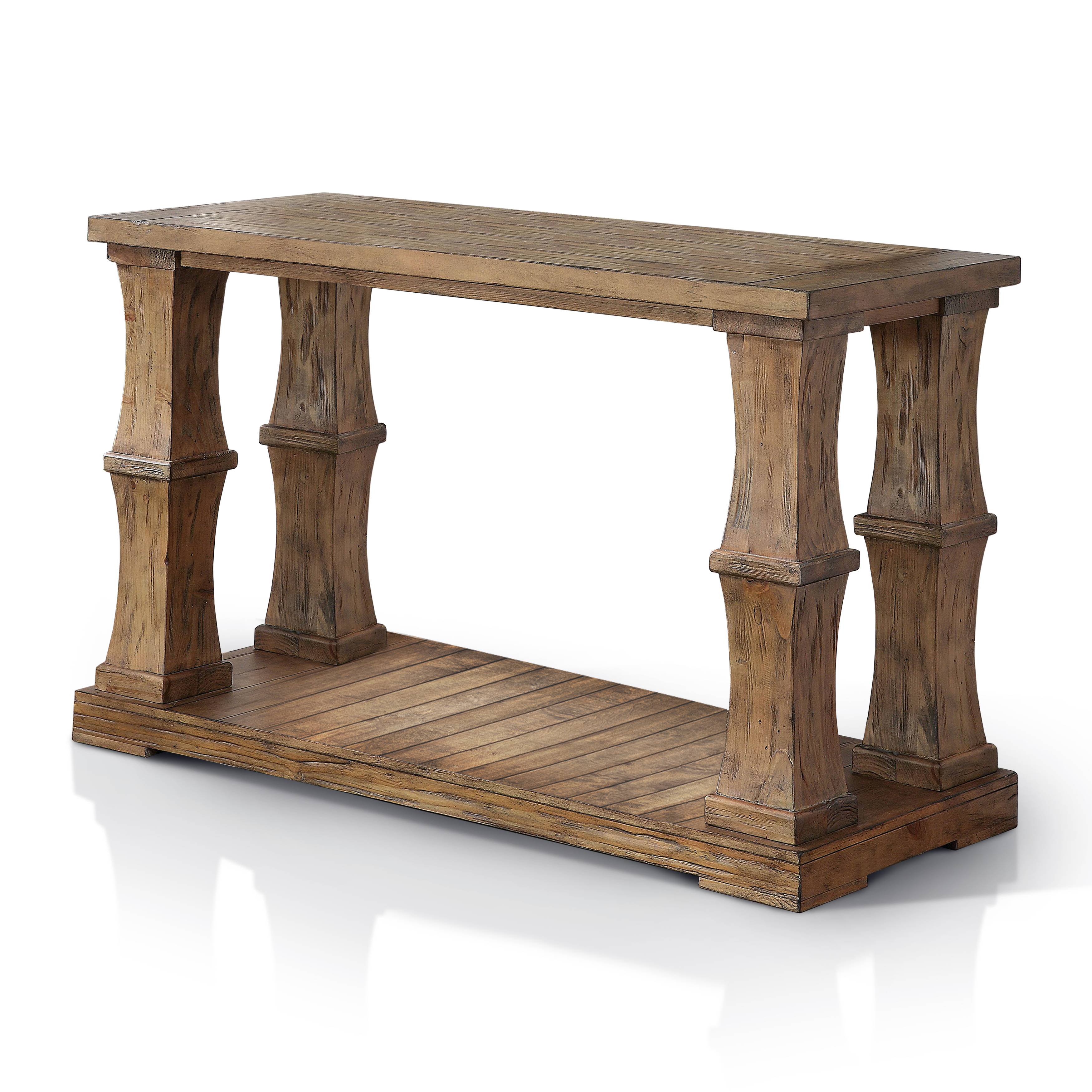 Elliot Rustic Open Shelf Sofa Table