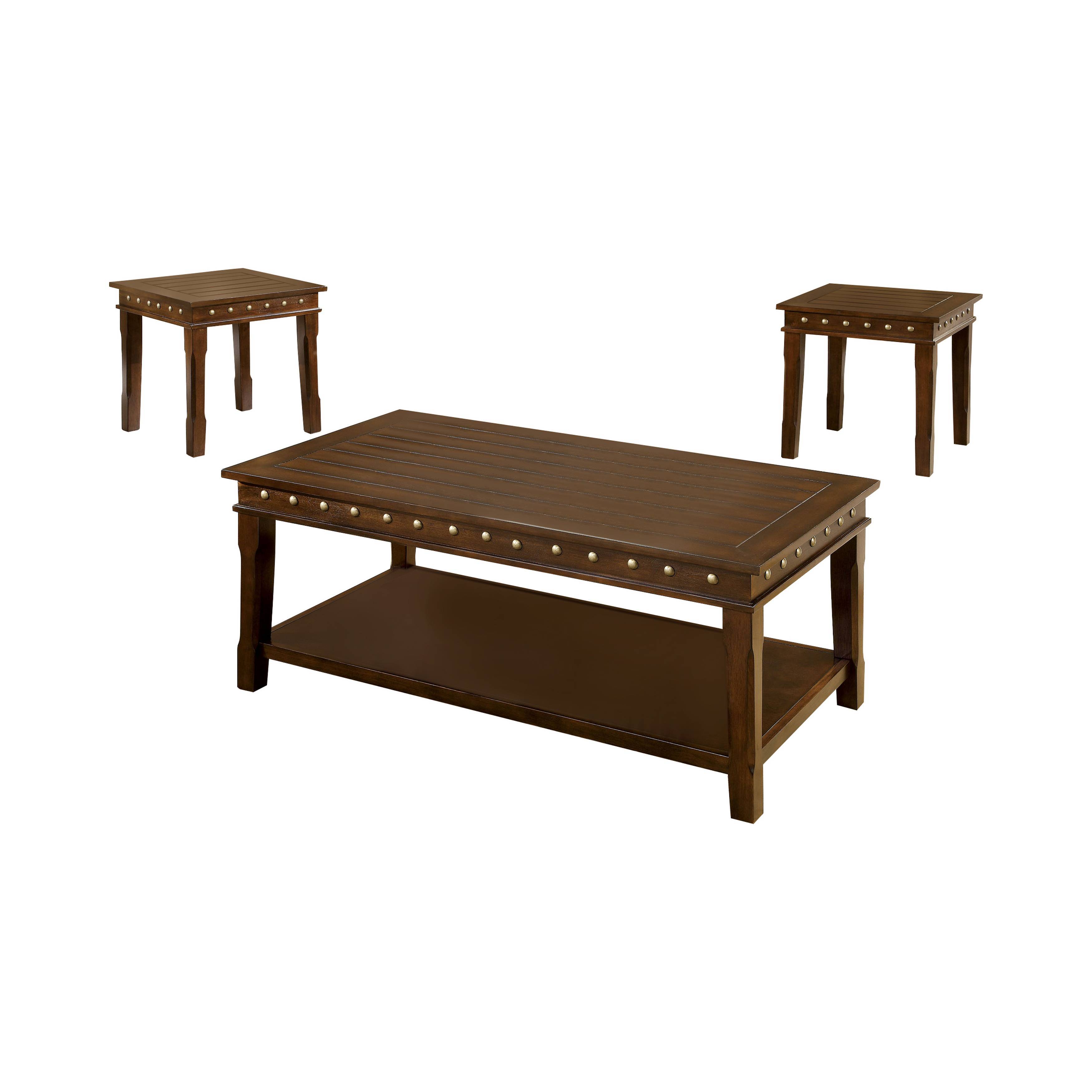 Helger Transitional Wood 3-Piece Coffee Table Set