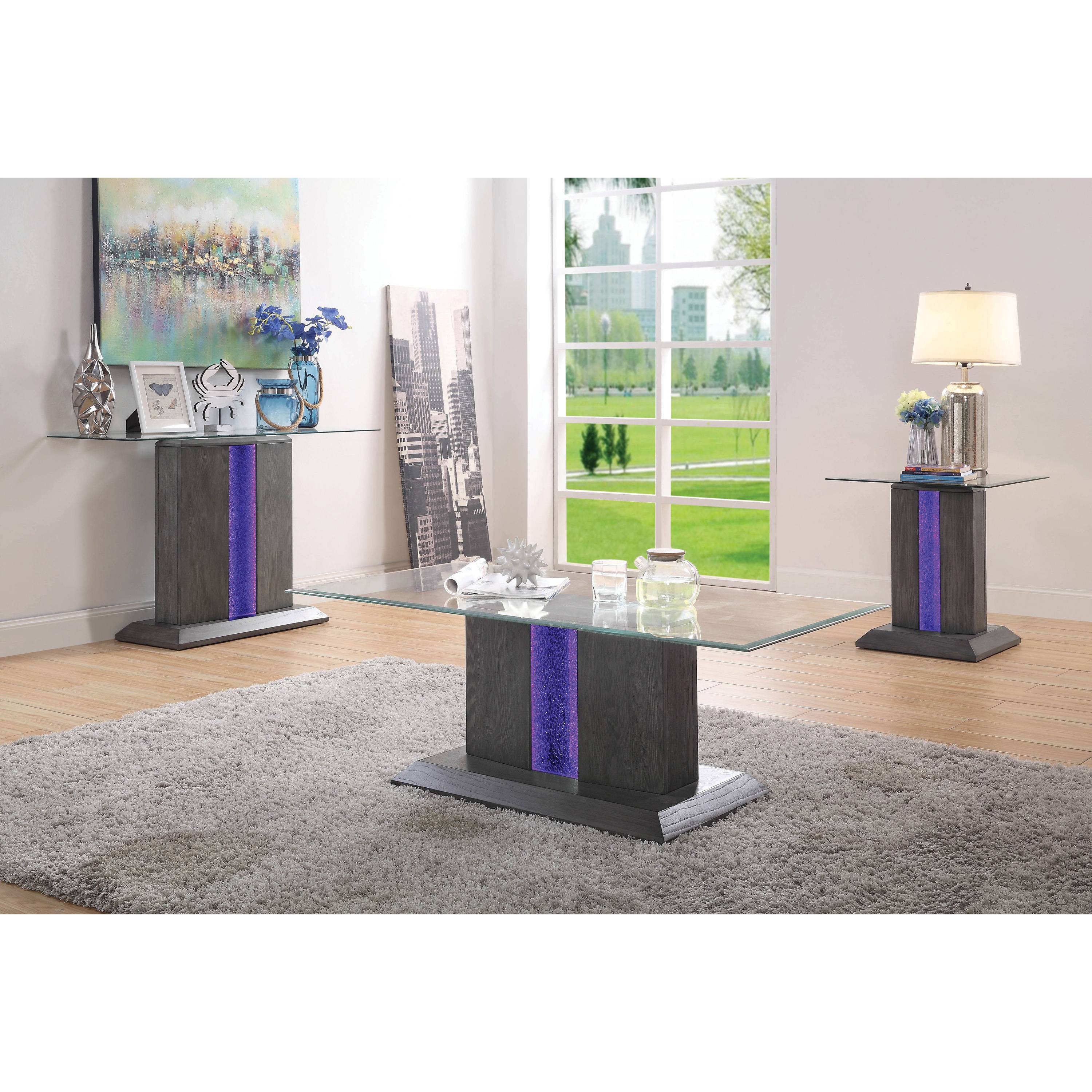 Lillon Contemporary Glass Top End Table