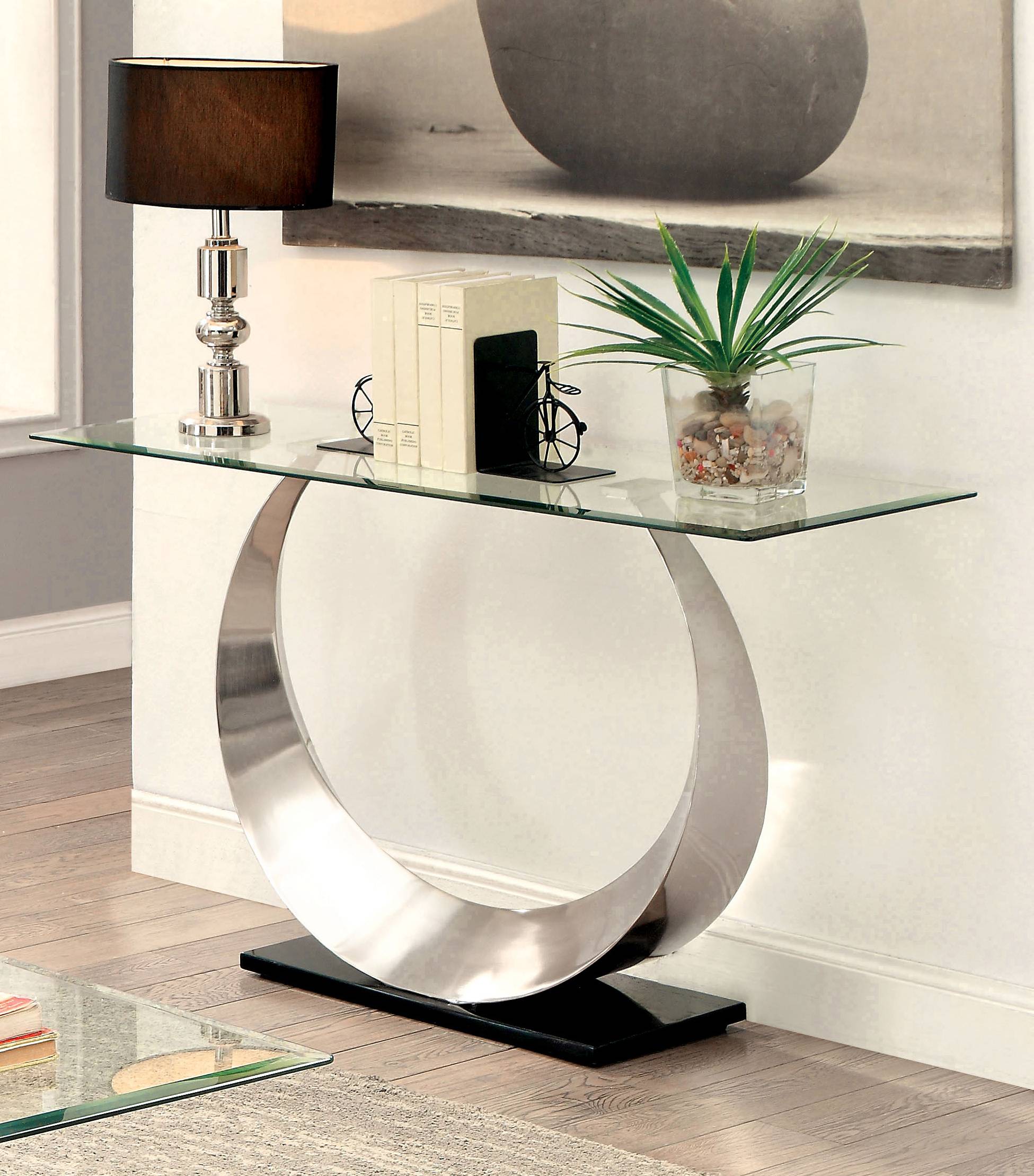 Lovelle Contemporary Glass Top Sofa Table