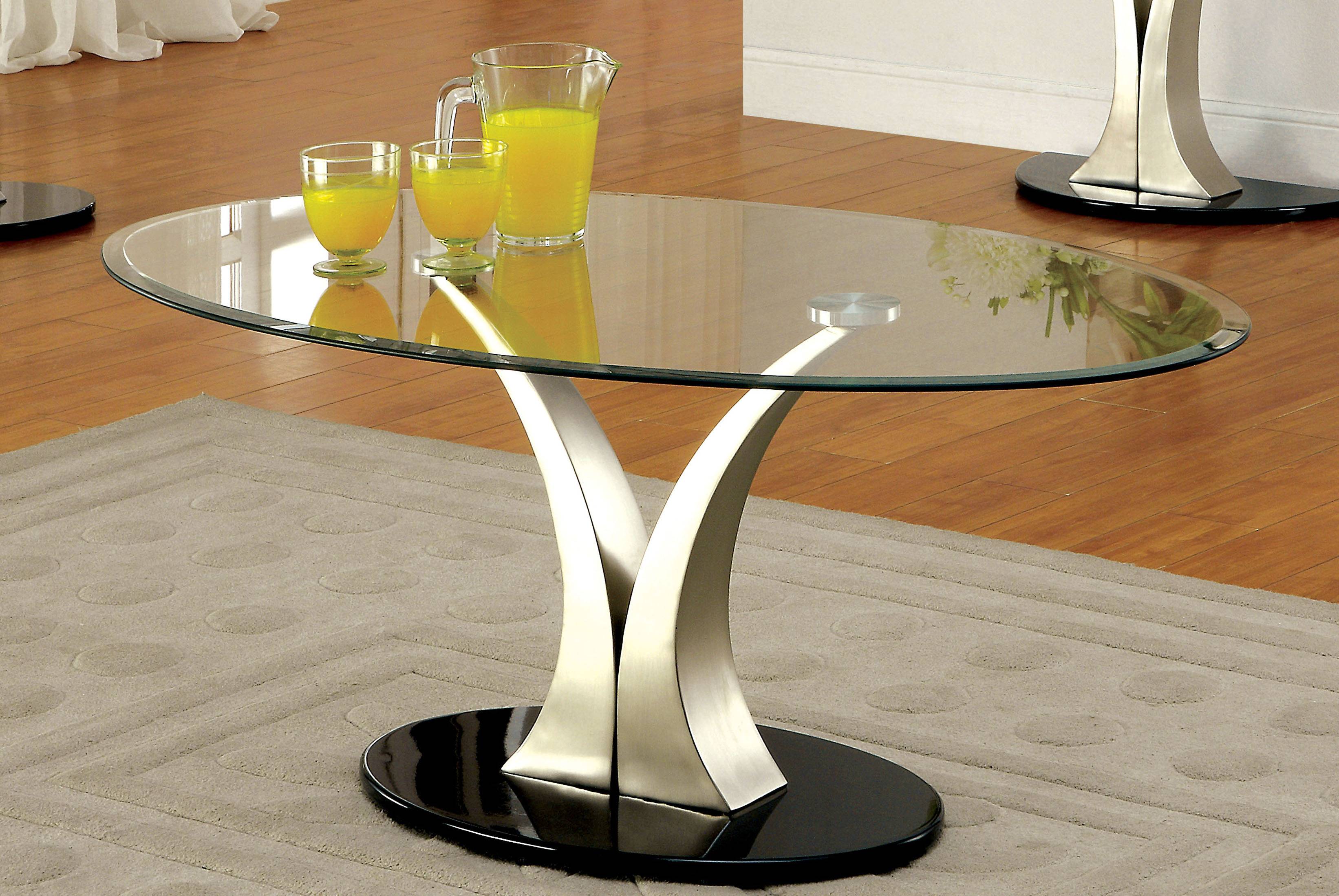 Aman Contemporary Glass Top Coffee Table