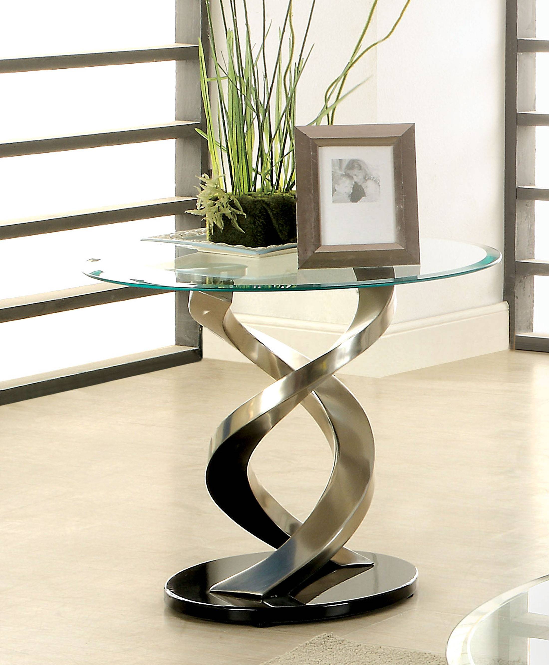 Palomina Contemporary Glass Top End Table