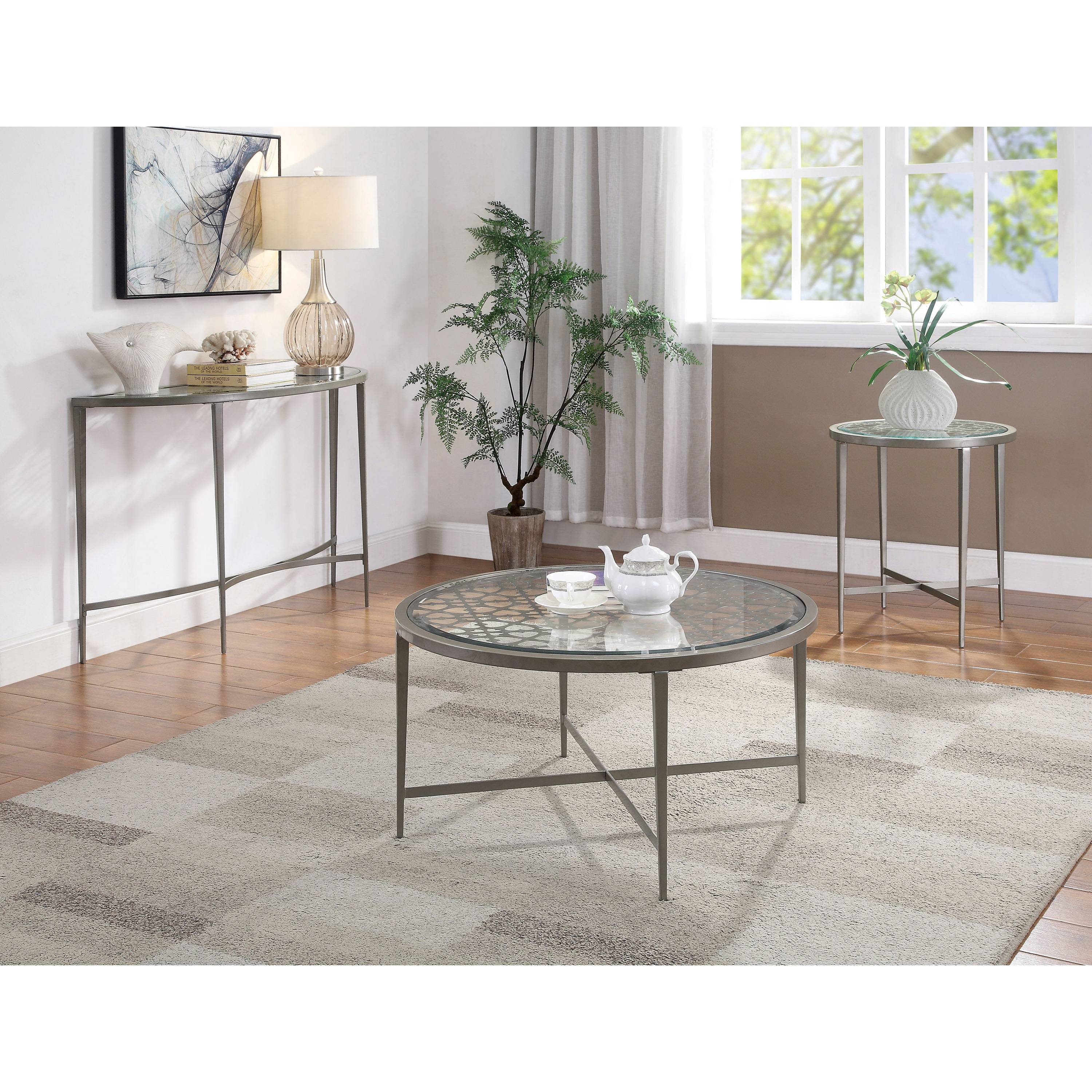 Seridian Contemporary Glass Top Coffee Table