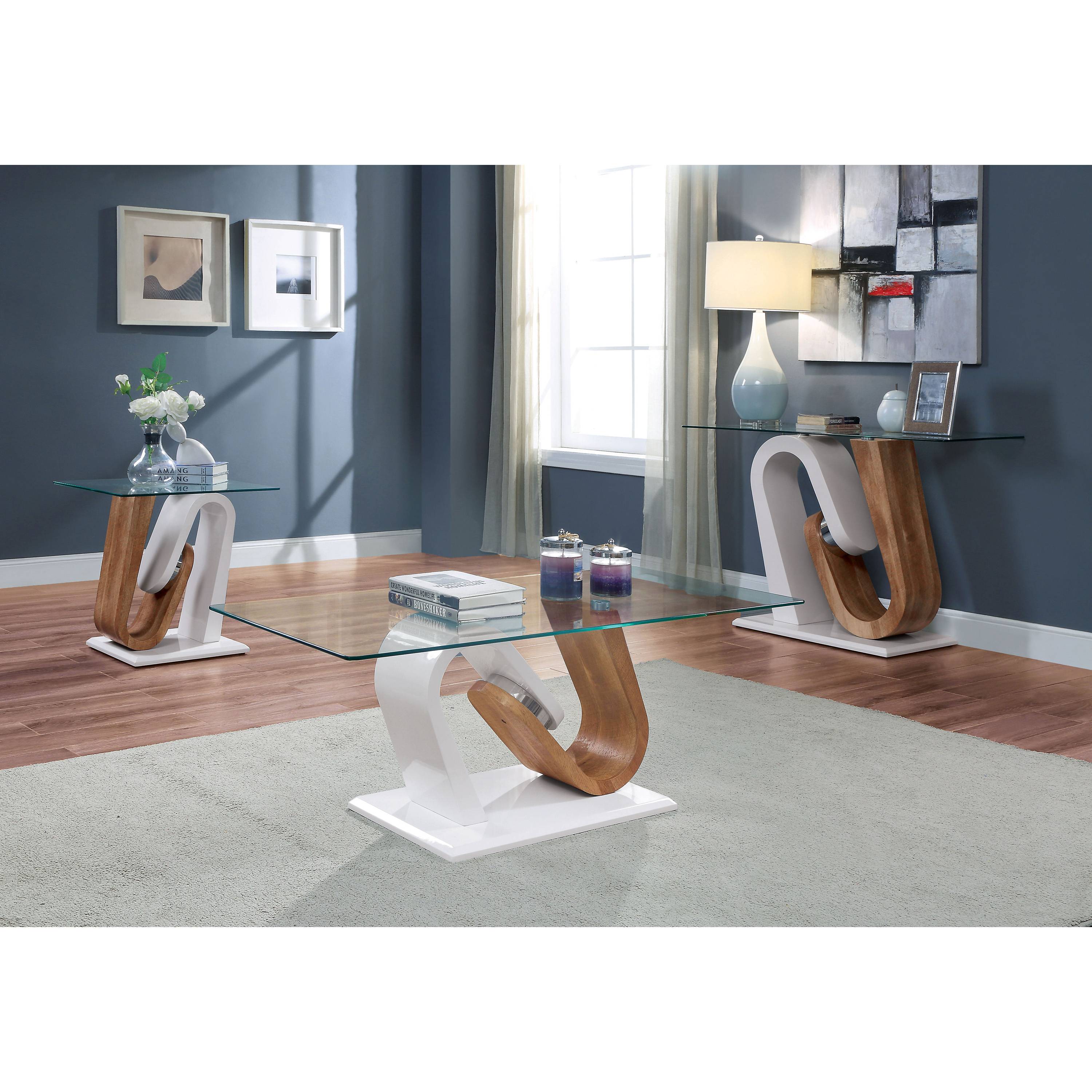 Bronta Contemporary Glass Top Coffee Table