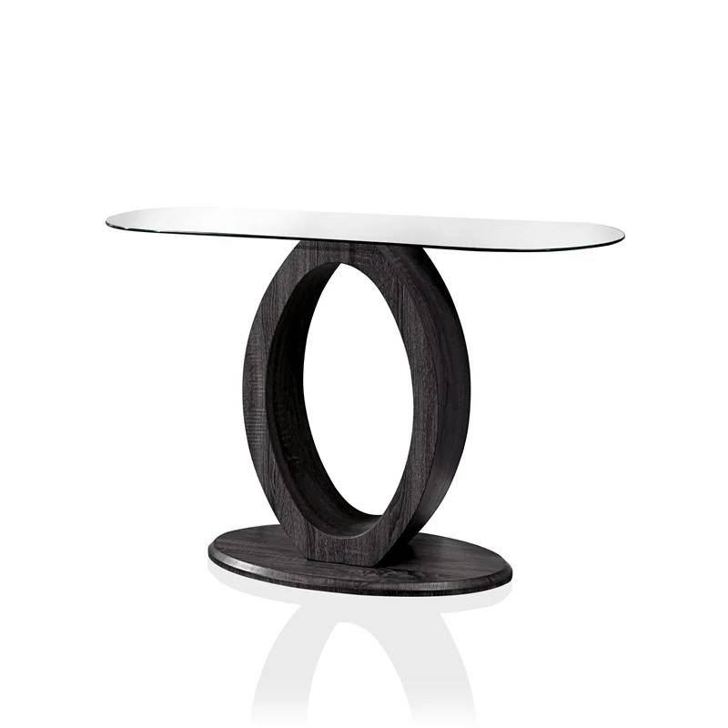 Lyndie Contemporary Glass Top Console Table in Gray