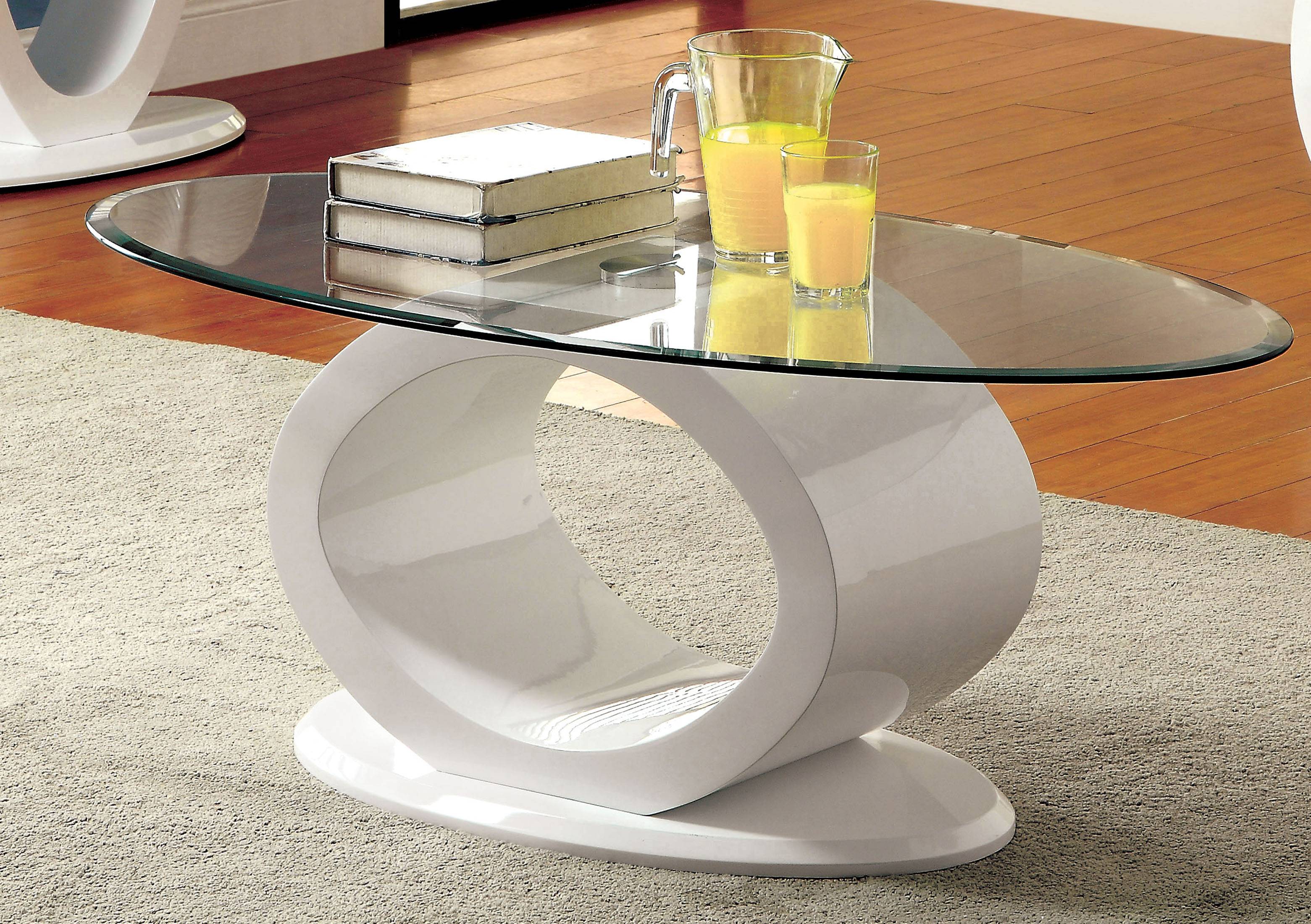 Lyndie Contemporary Glass Top Coffee Table in White
