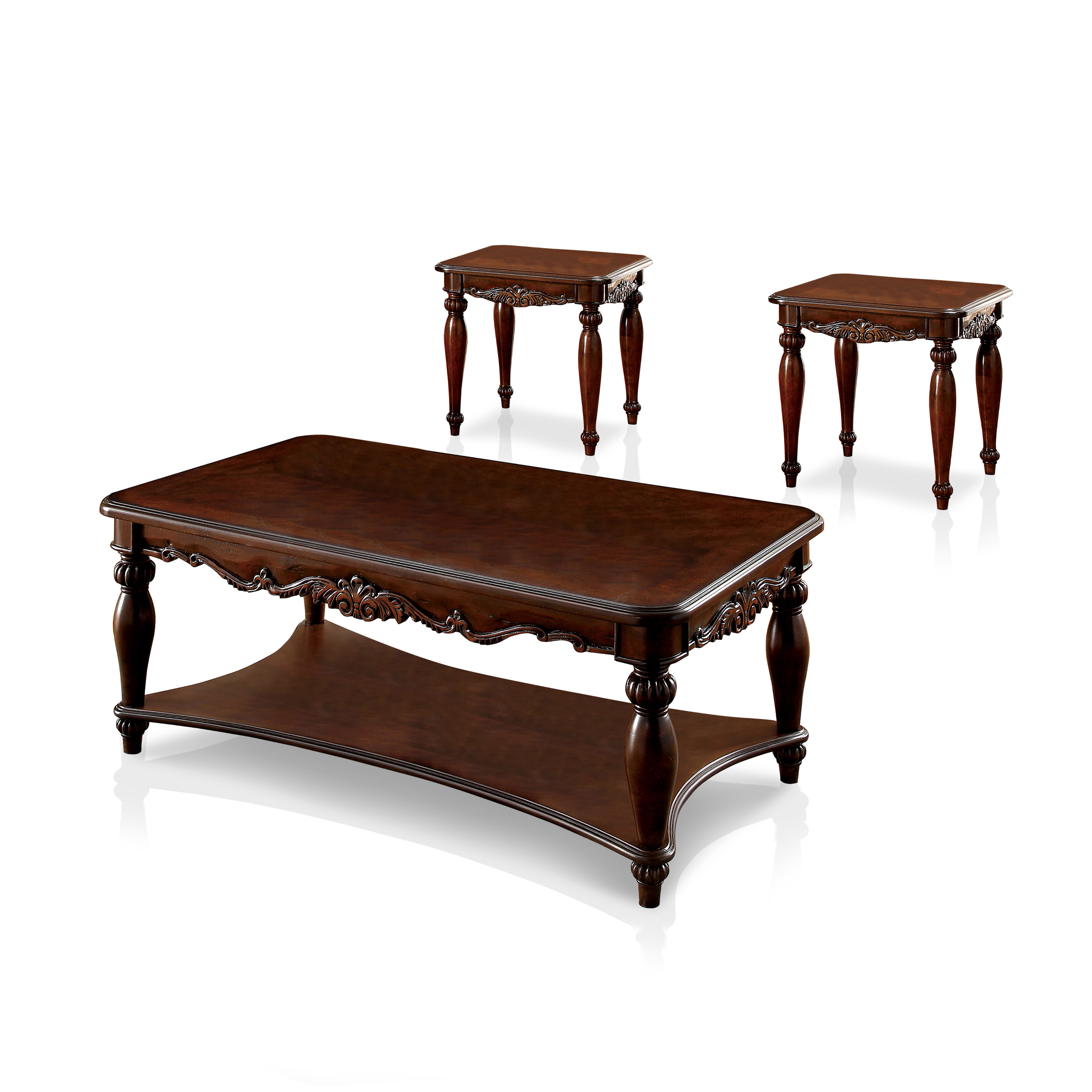 Shallo Traditional 3-Piece Wood Table Set