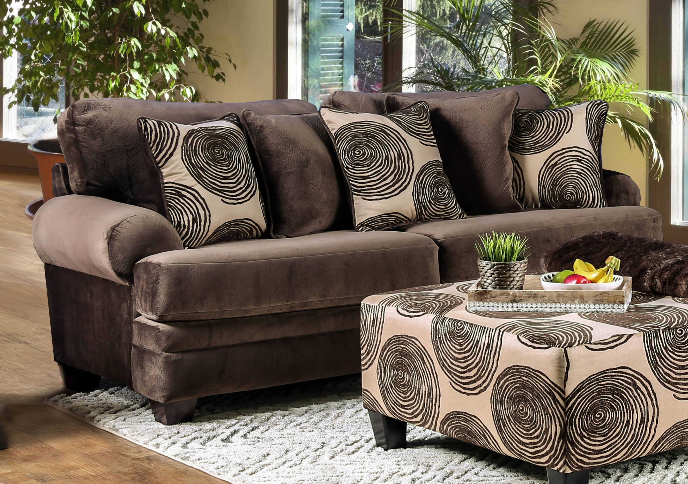 Tandem Contemporary Upholstered Sofa in Brown