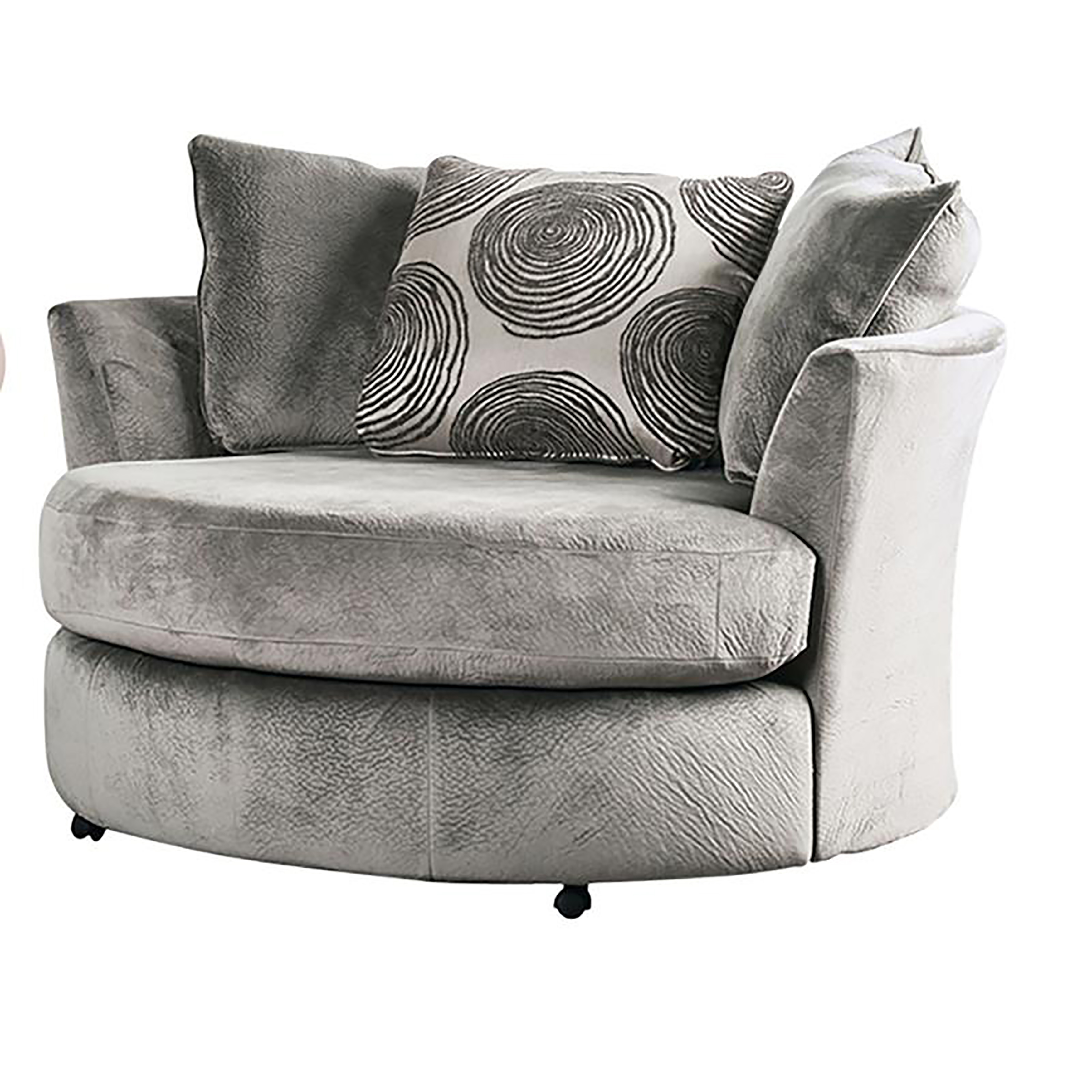 Tandem Contemporary Upholstered Swivel Chair in Gray