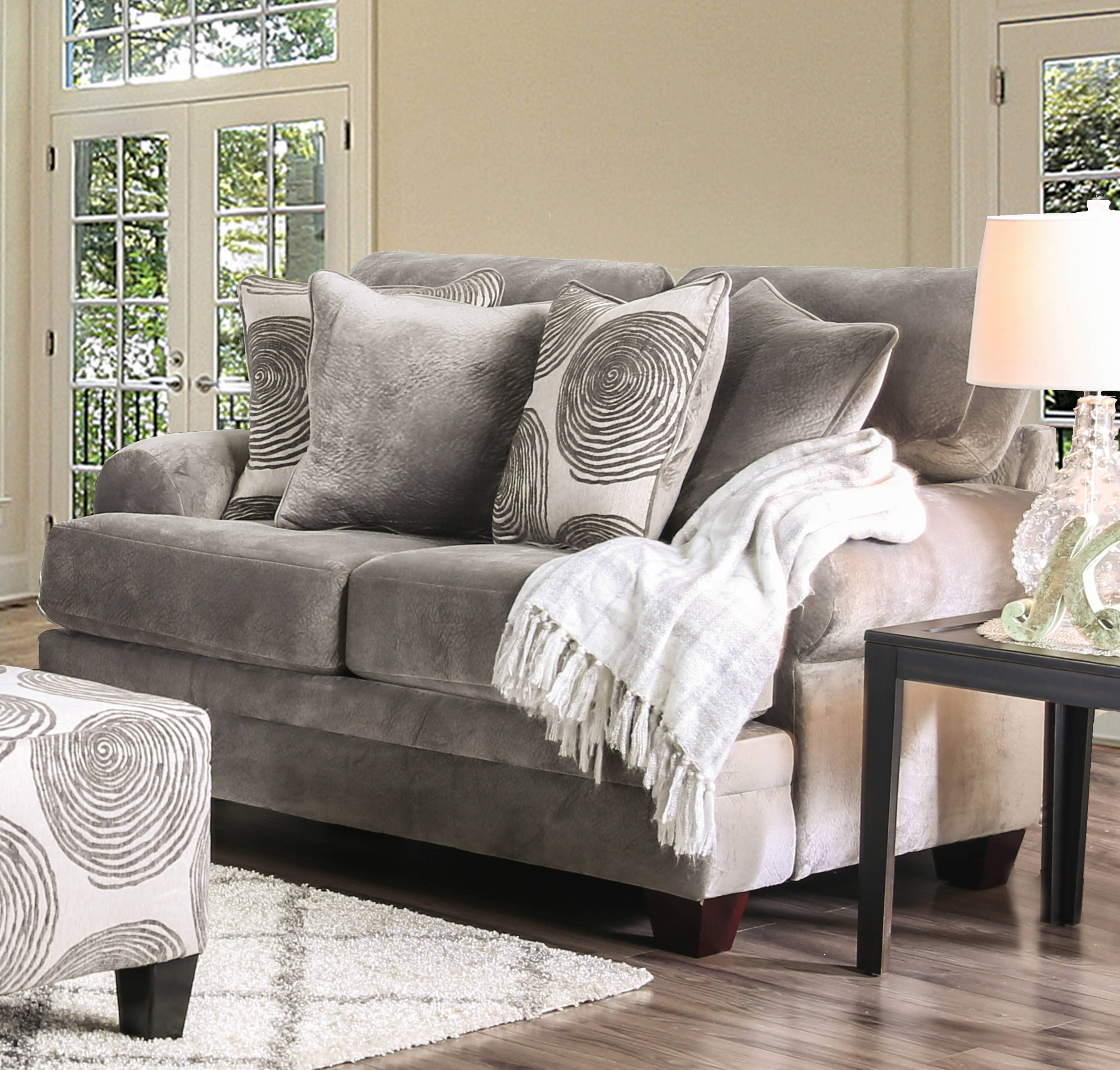 Tandem Contemporary Upholstered Loveseat in Gray