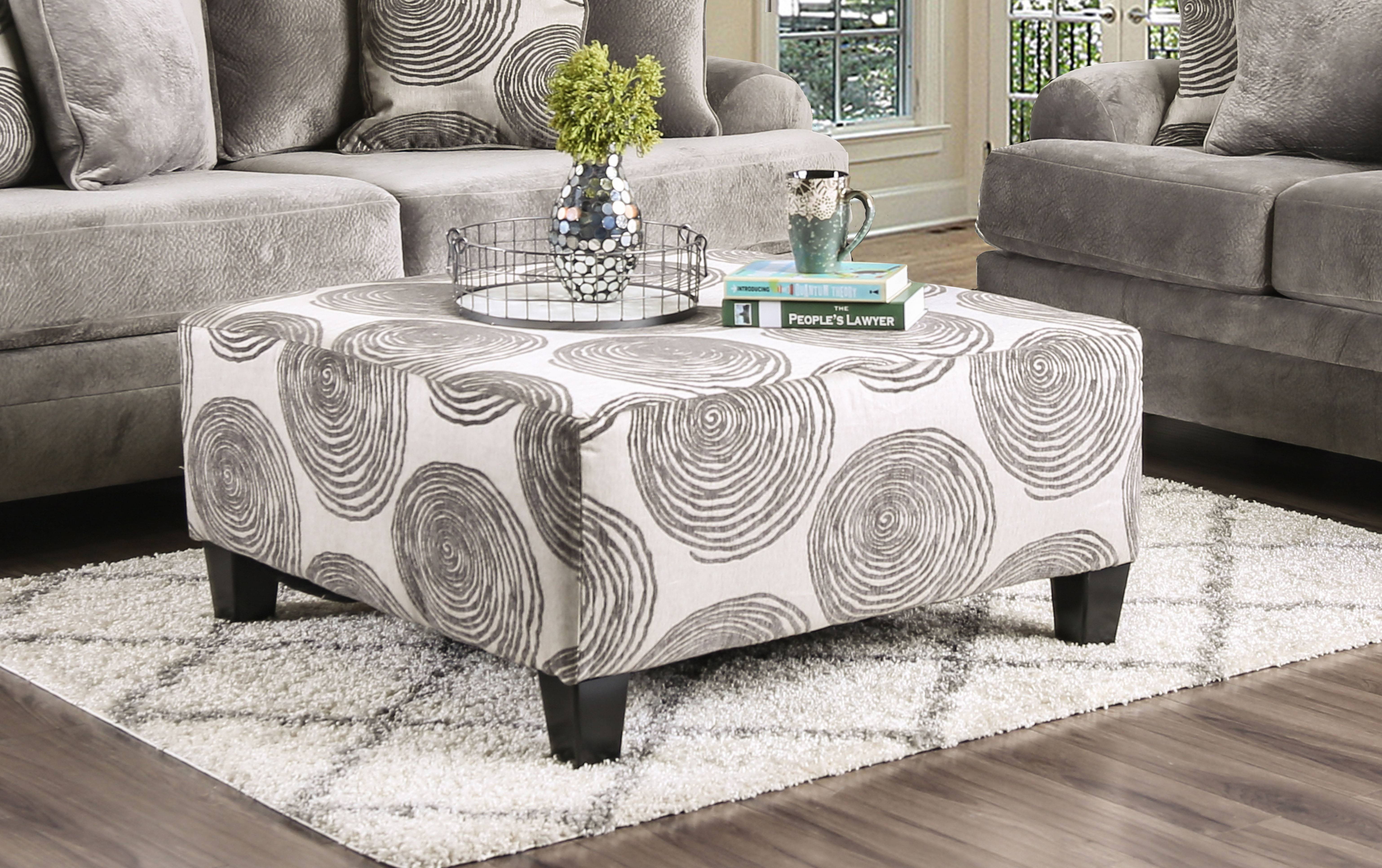 Tandem Contemporary Upholstered Ottoman in Gray