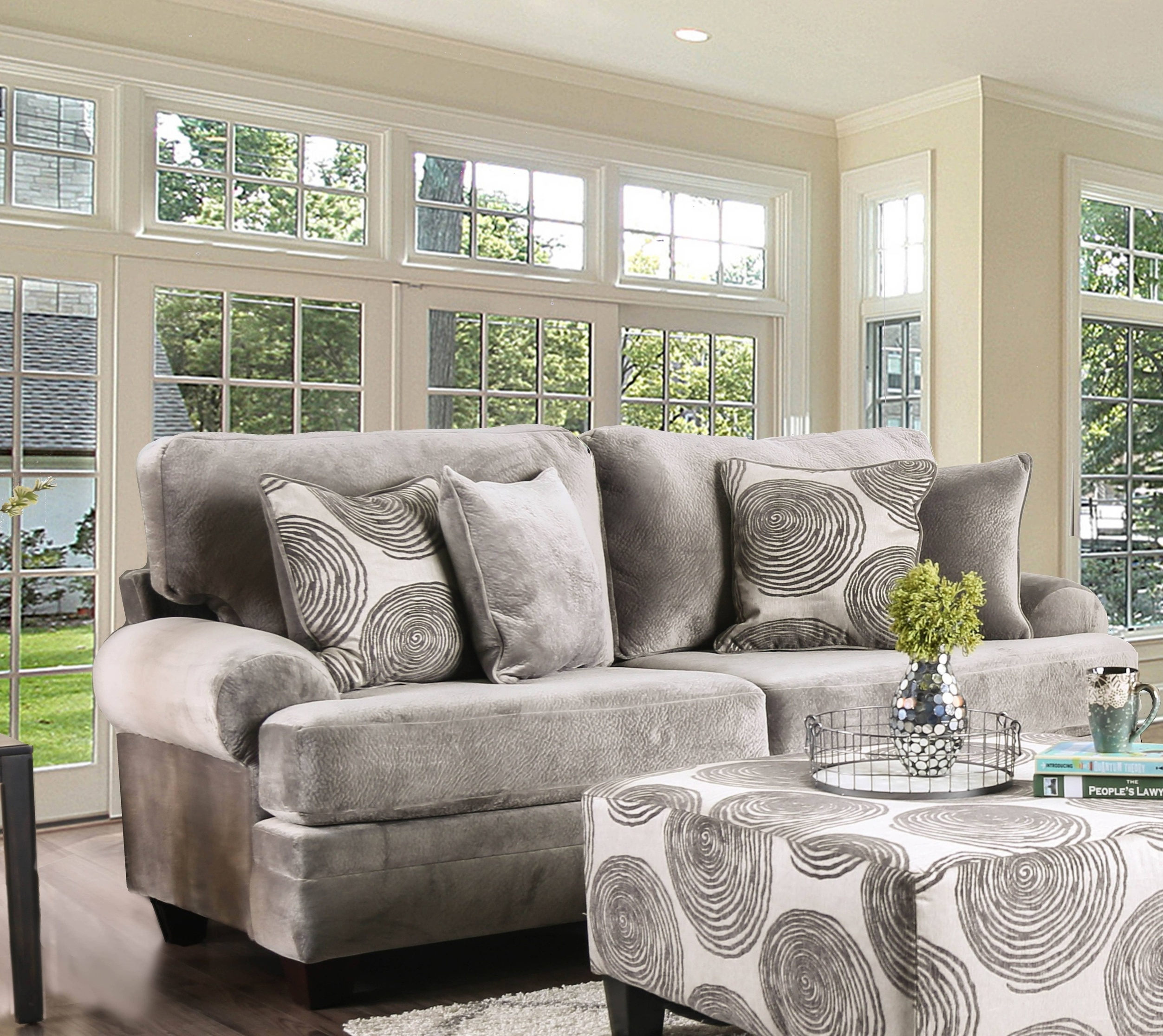 Tandem Contemporary Upholstered Sofa in Gray