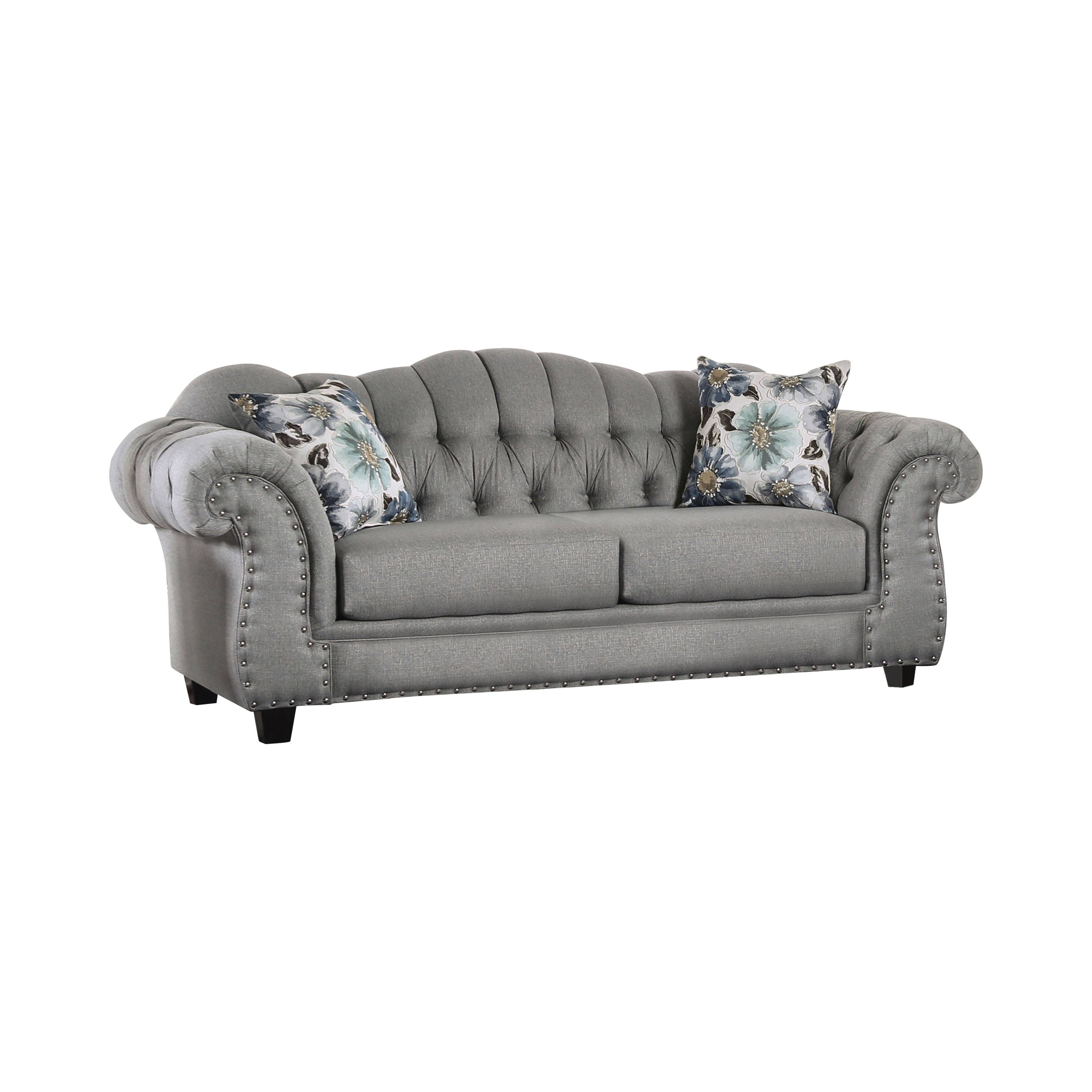 Lunde Transitional Fabric Nailhead Sofa