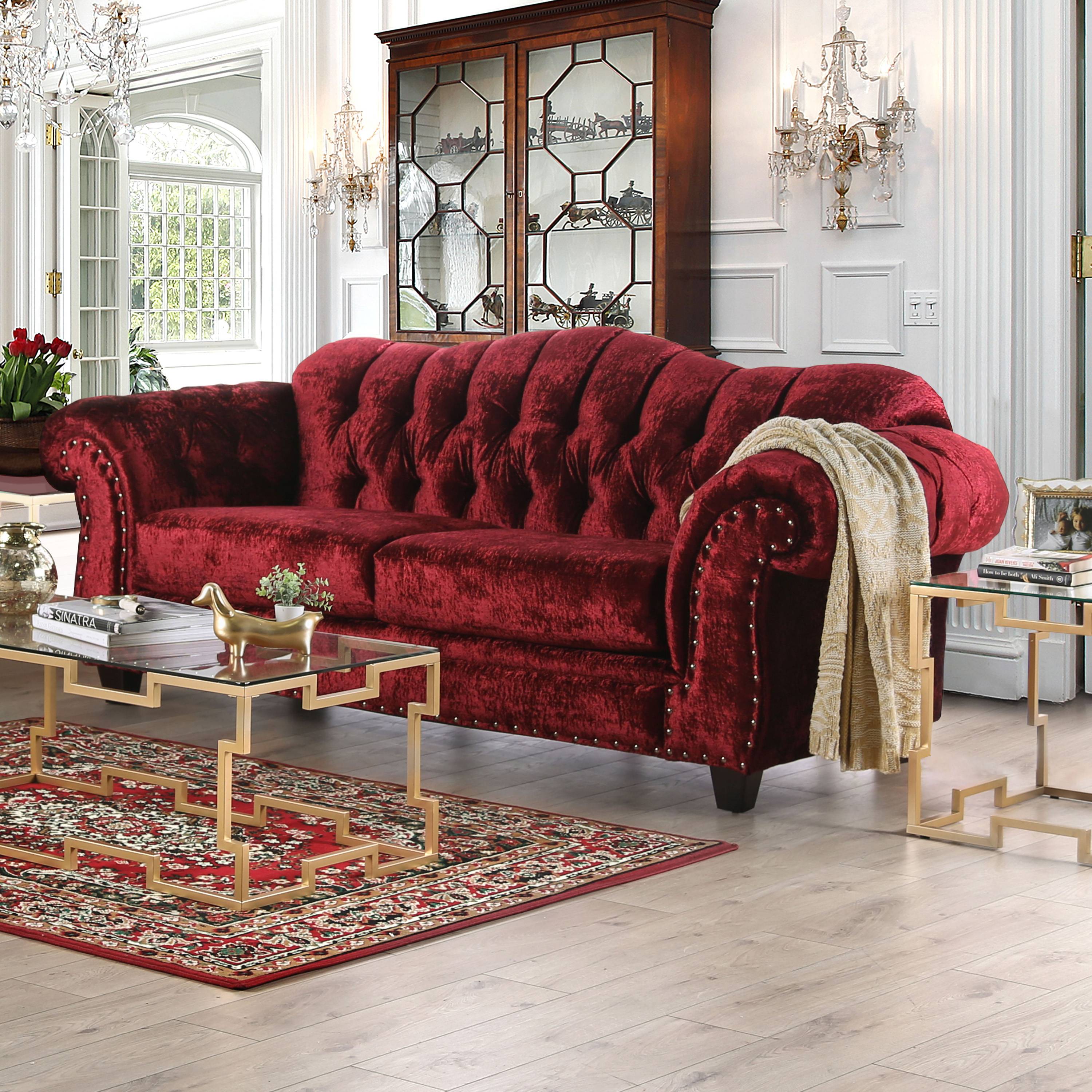 Soldina Transitional Velvet Sofa