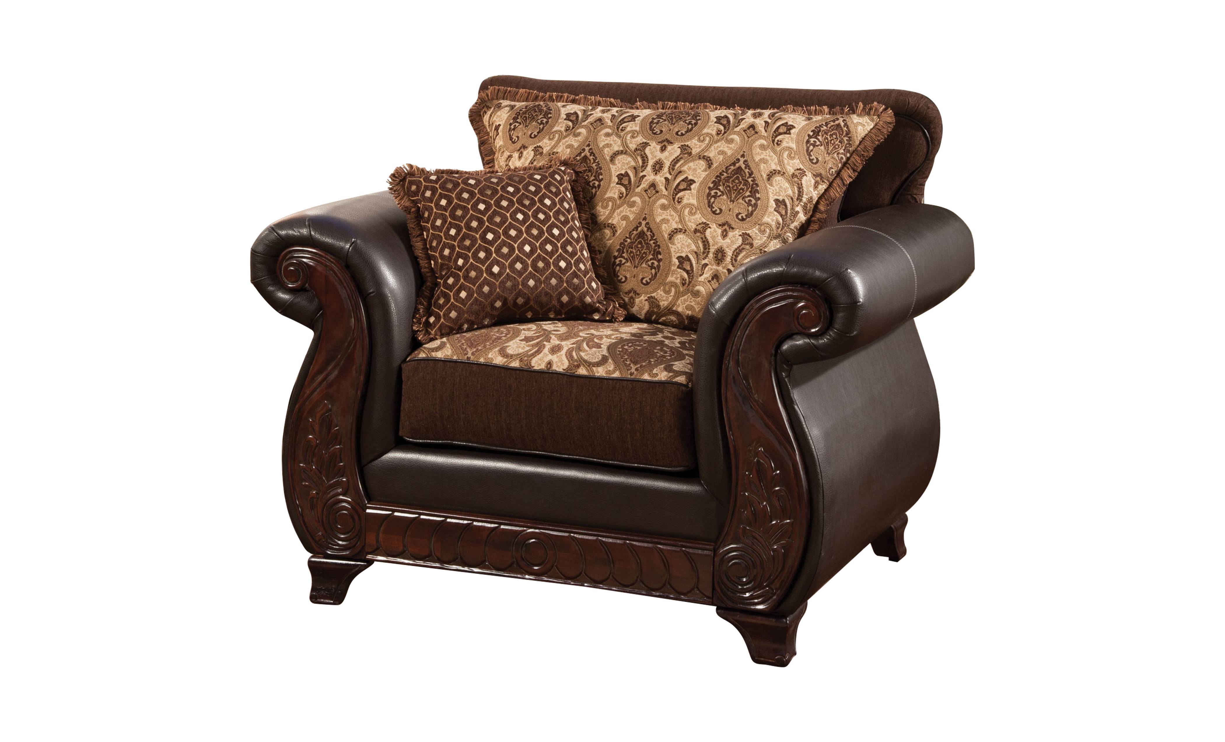 Drala Traditional Faux Leather Arm Chair in Dark Brown