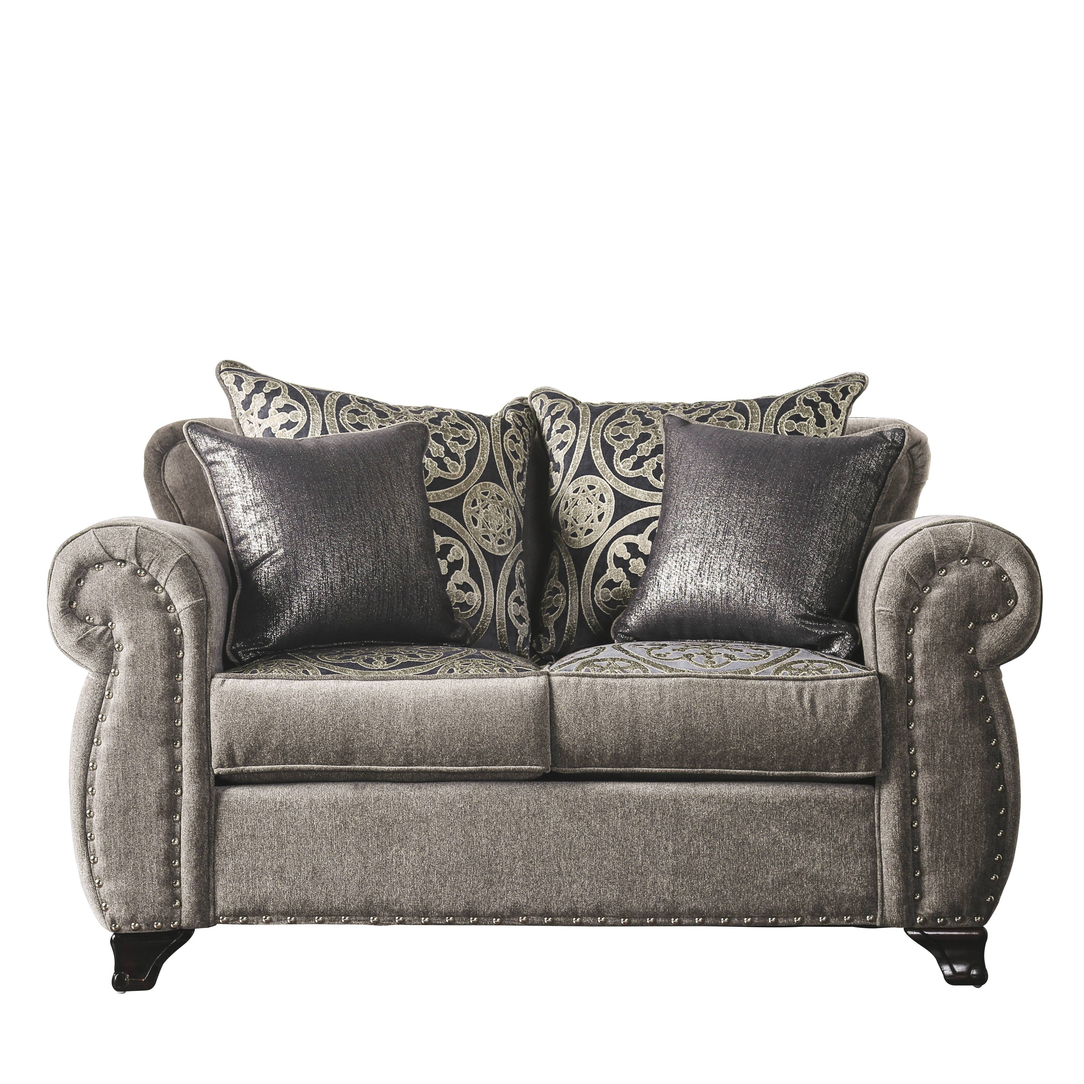 Anika Transitional Upholstered Loveseat in Gray