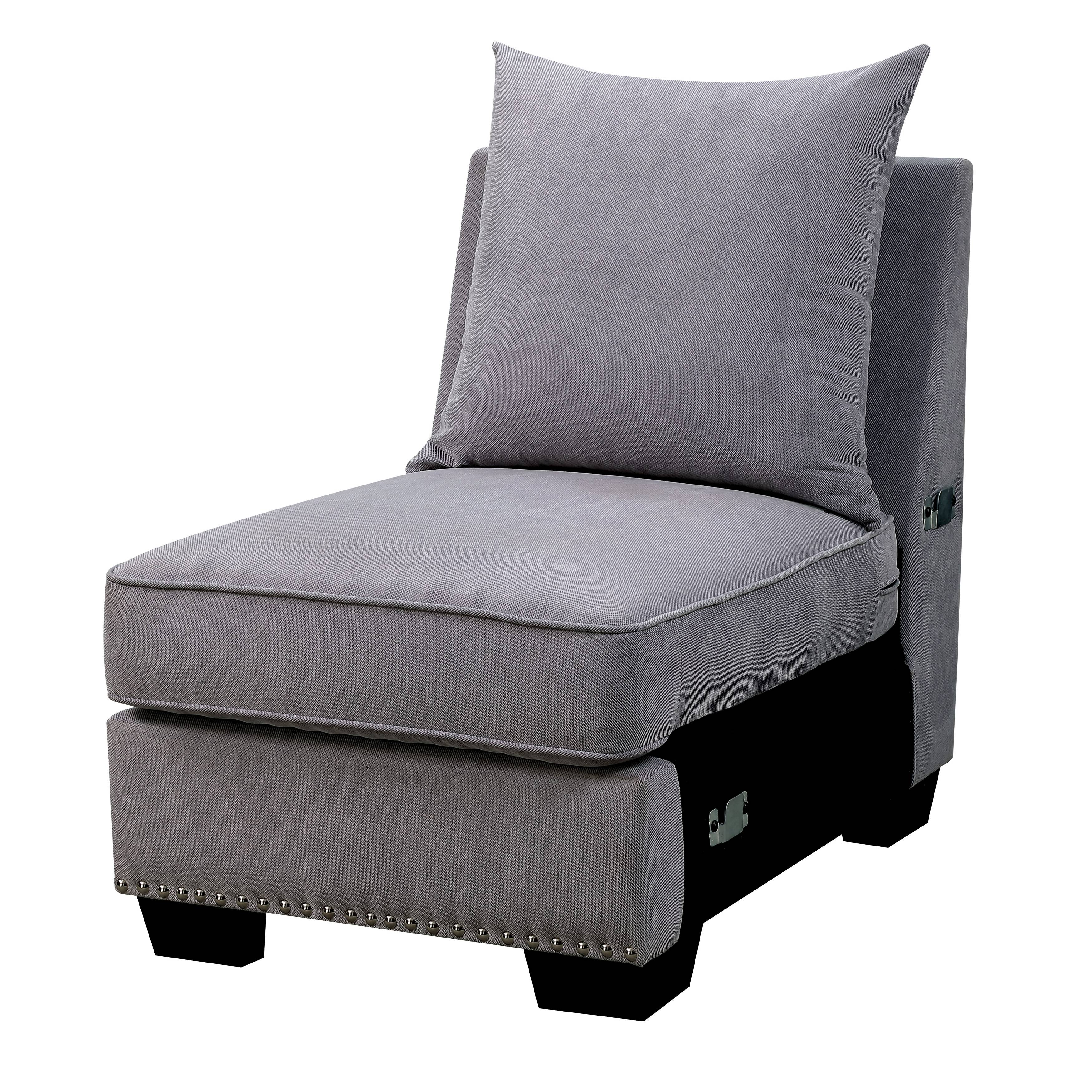 Pradeep Transitional Upholstered Armless Chair in Gray