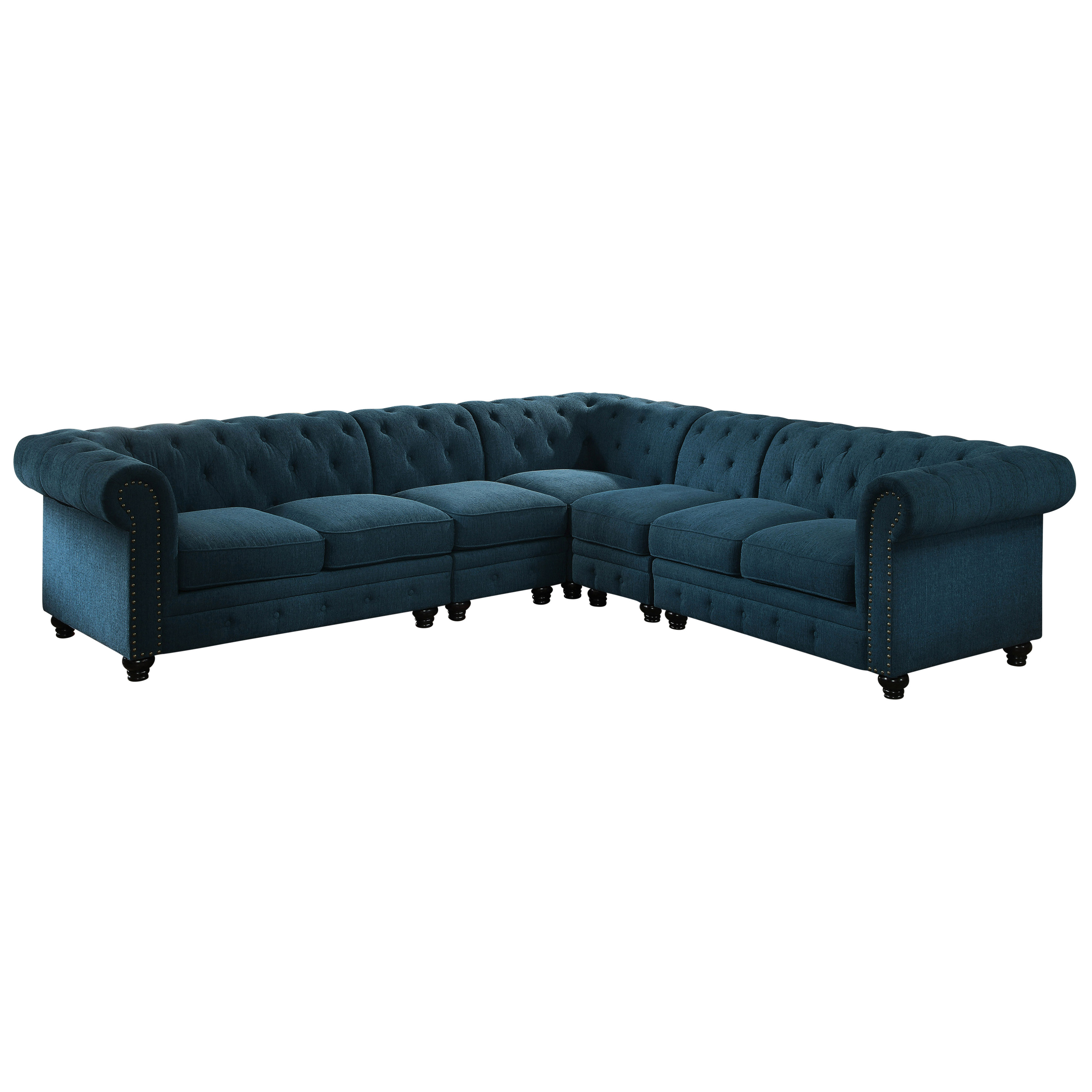Bryna Traditional Fabric Tufted Sectional with Armless Chair