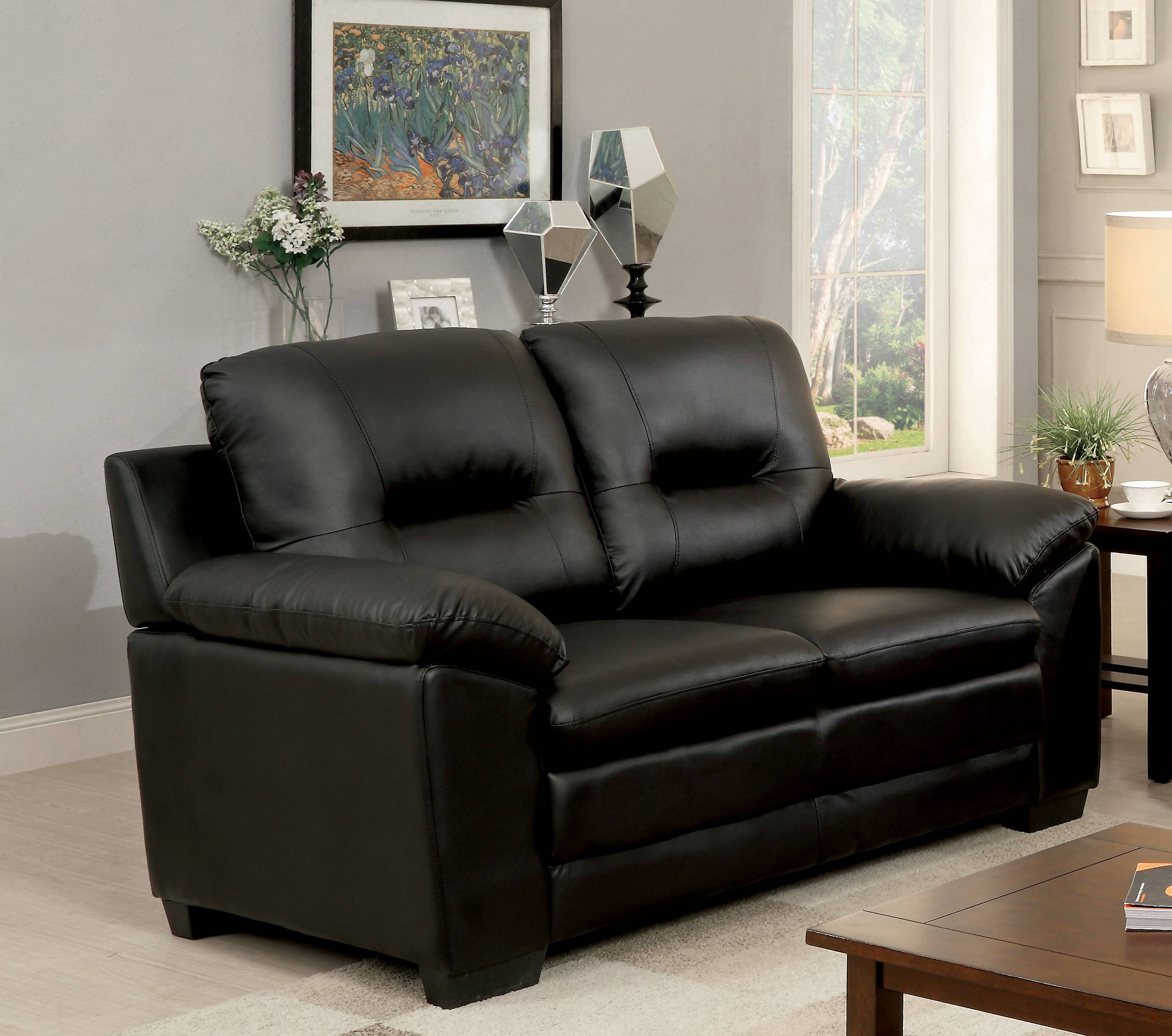 Tory Contemporary Upholstered Loveseat in Black