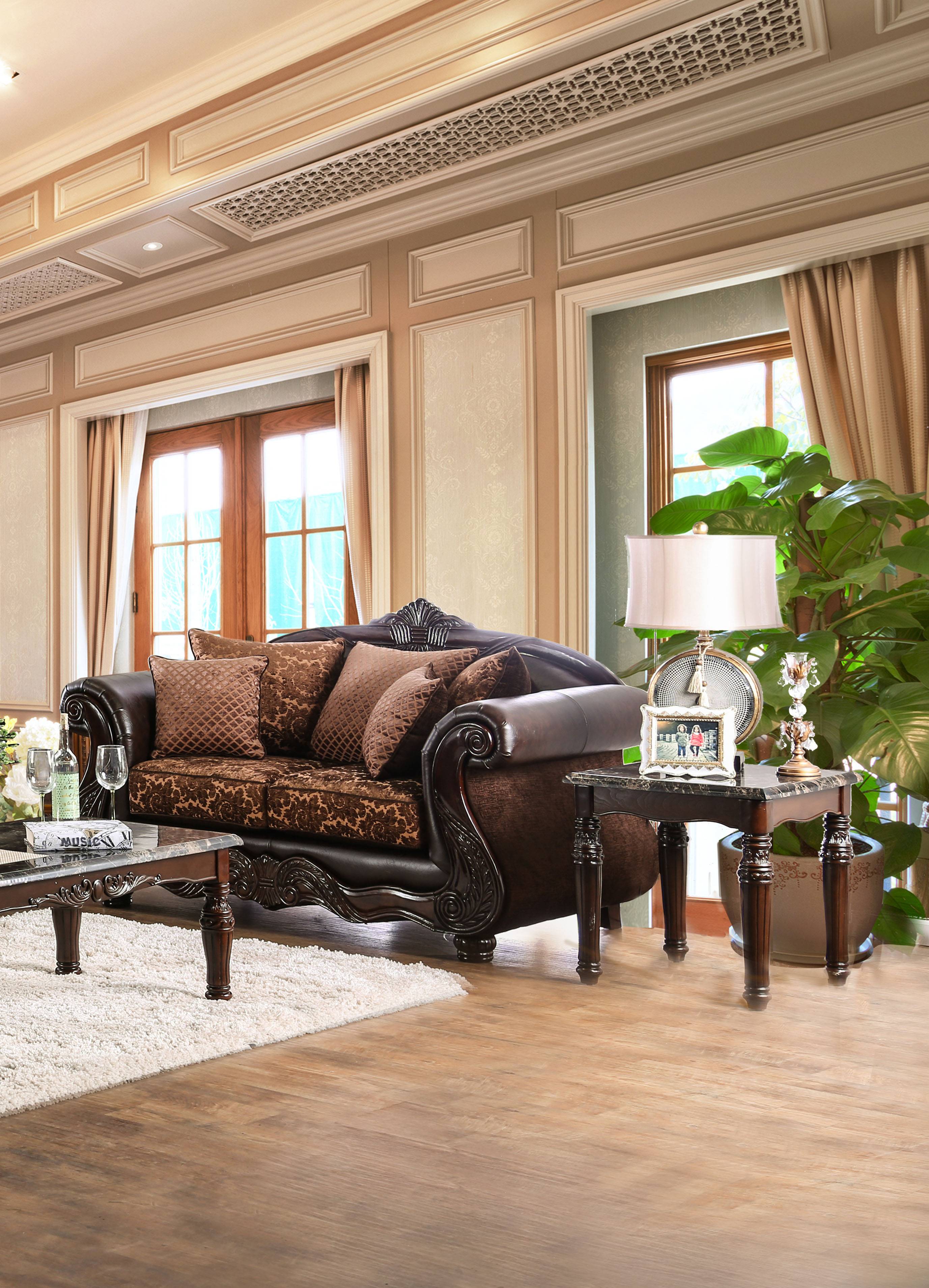 Baija Traditional Faux Leather Pillow Back Loveseat
