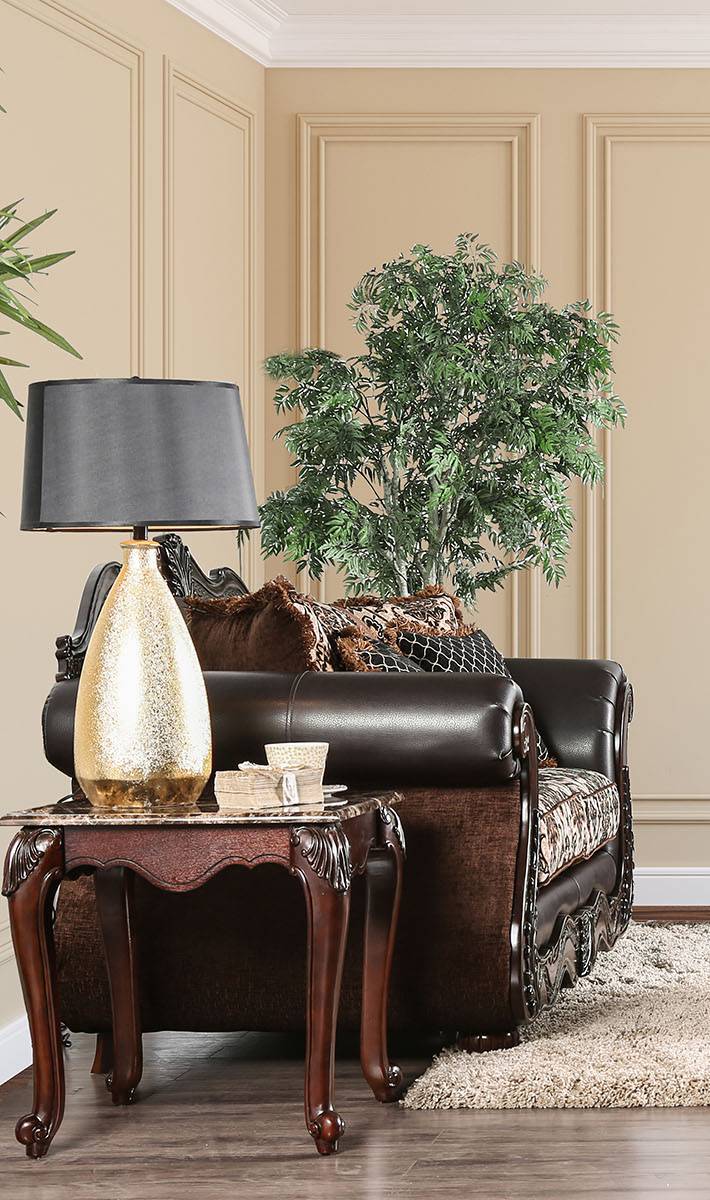 Hethe Traditional Faux Leather Upholstered Loveseat
