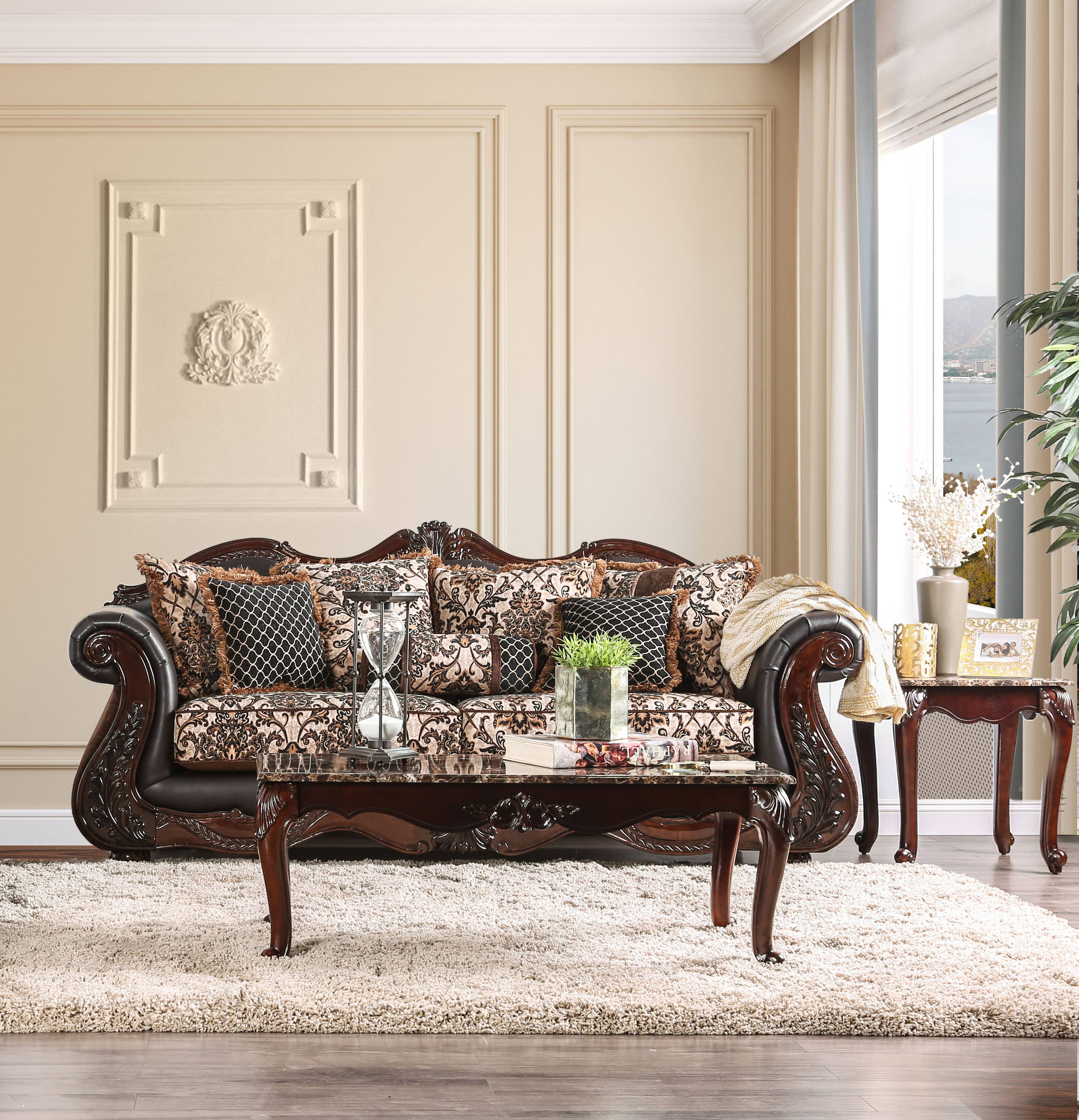 Hethe Traditional Faux Leather Sofa