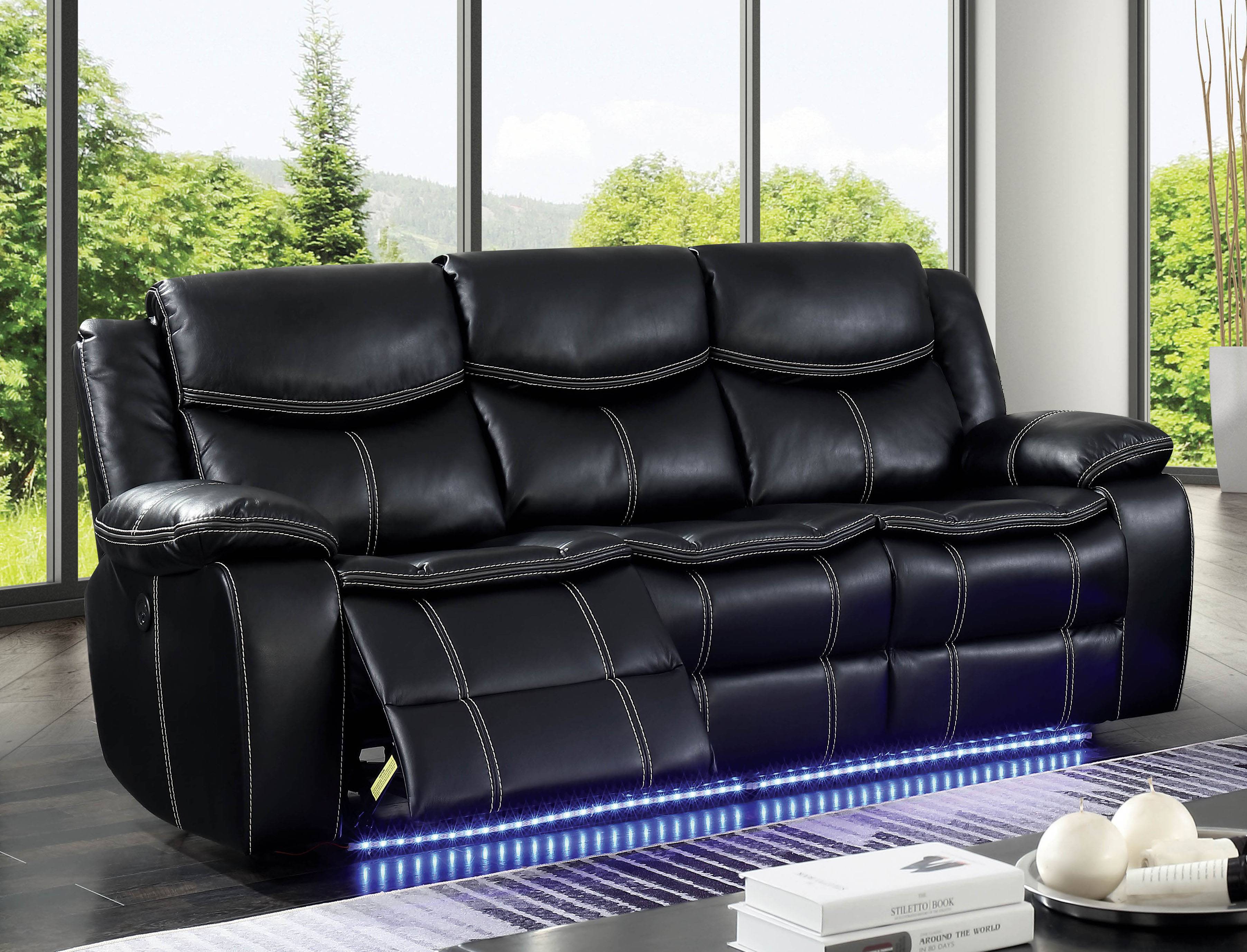 Casey Contemporary Reclining Sofa with LED Lights