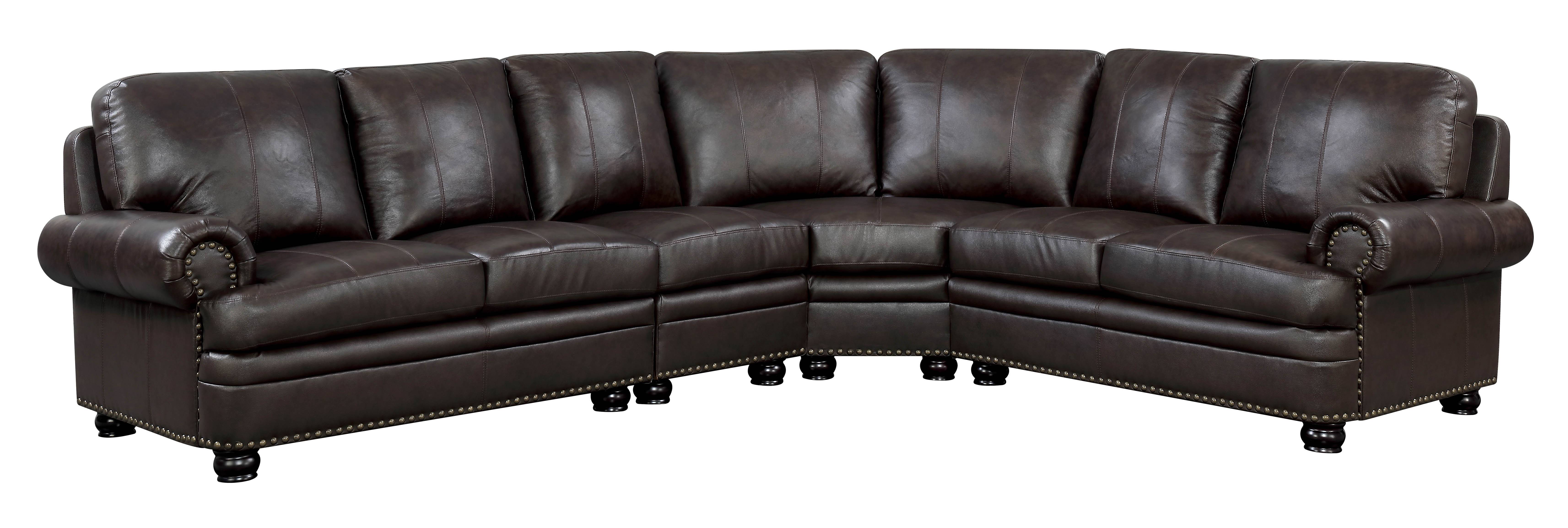 Emix Transitional Nailhead Trim Sectional with Armless Chair