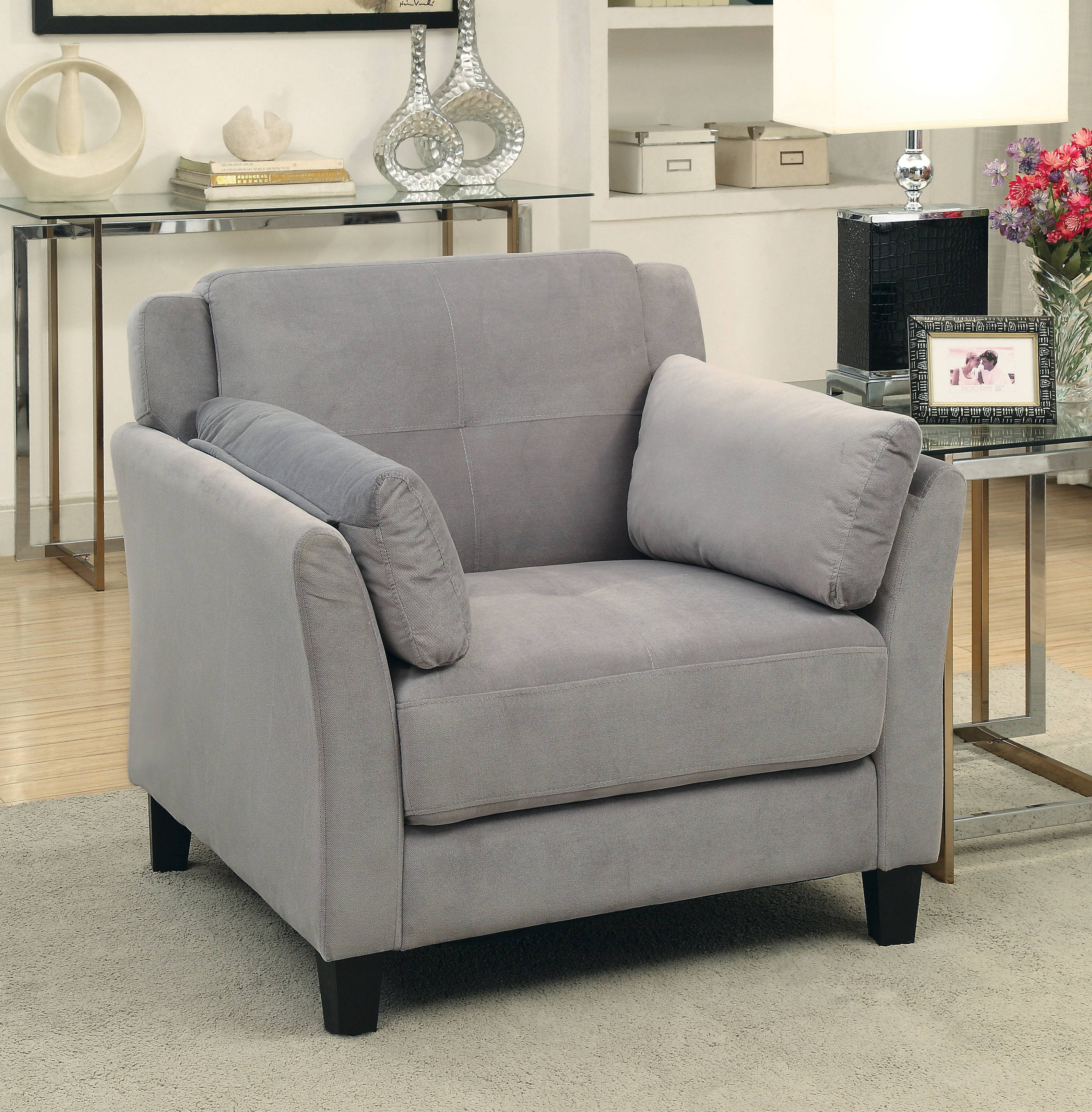 Katherine Contemporary Upholstered Arm Chair in Warm Gray