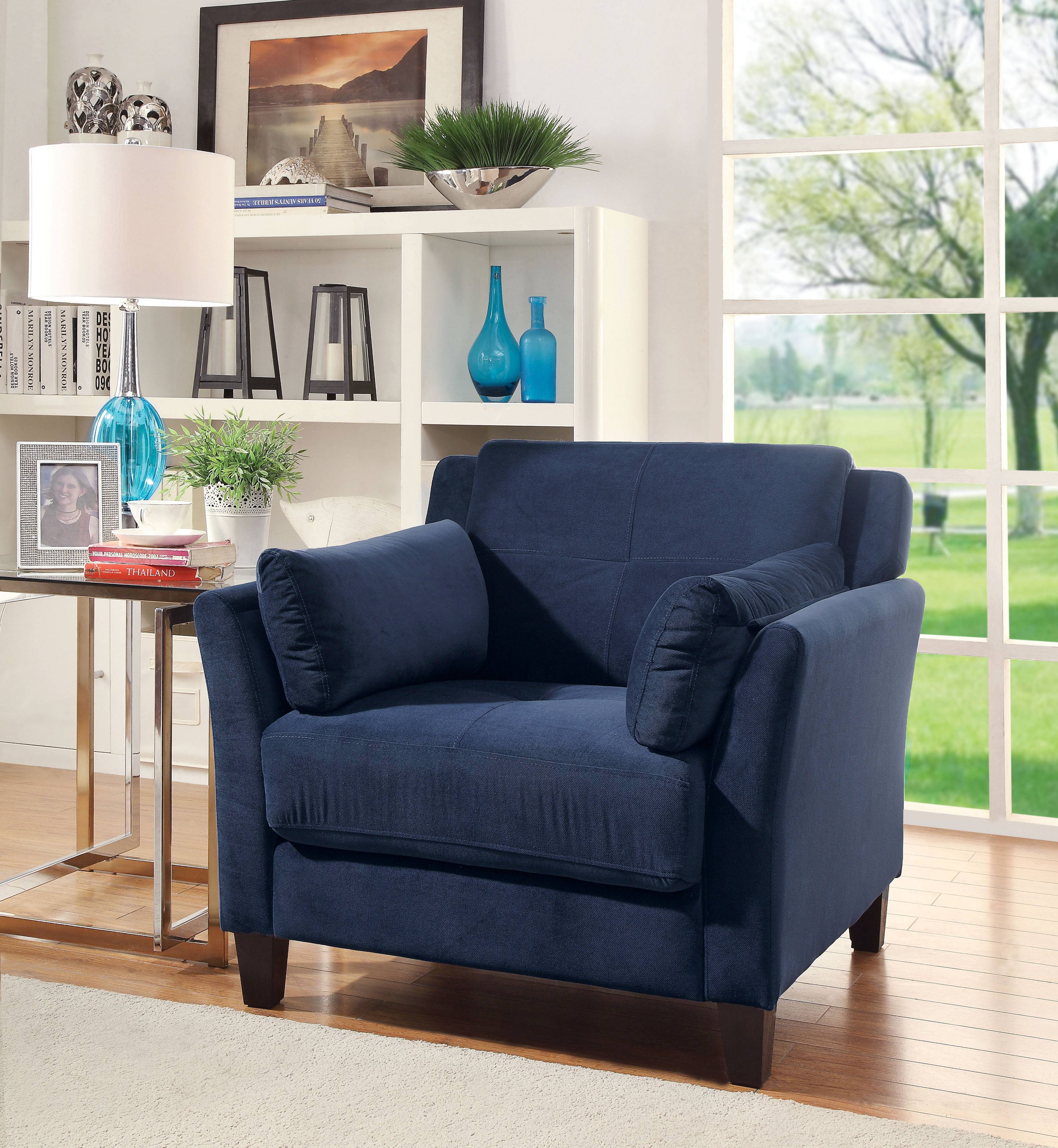 Katherine Contemporary Upholstered Arm Chair in Navy
