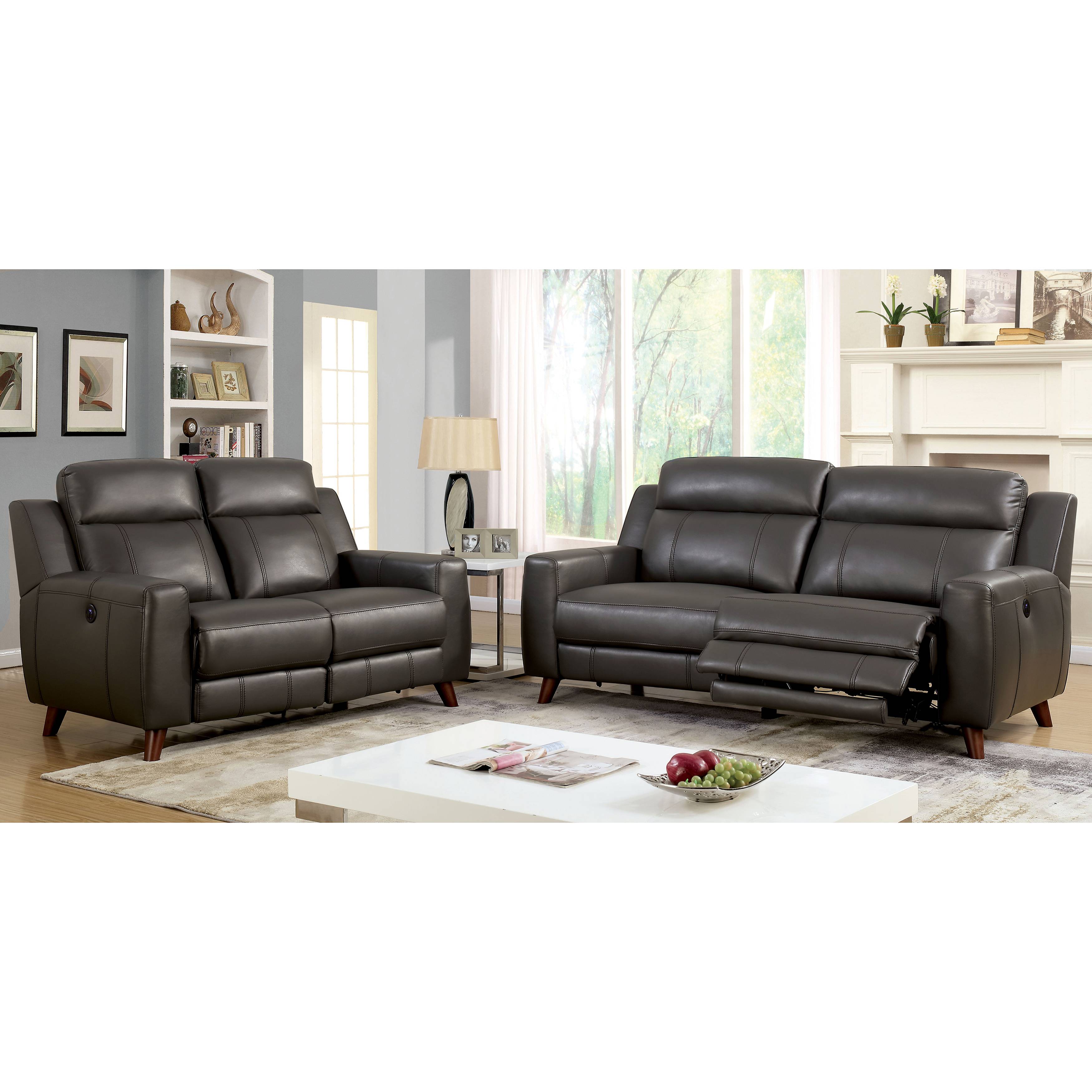 Brandy Transitional 2-Piece Faux Leather Living Room Set