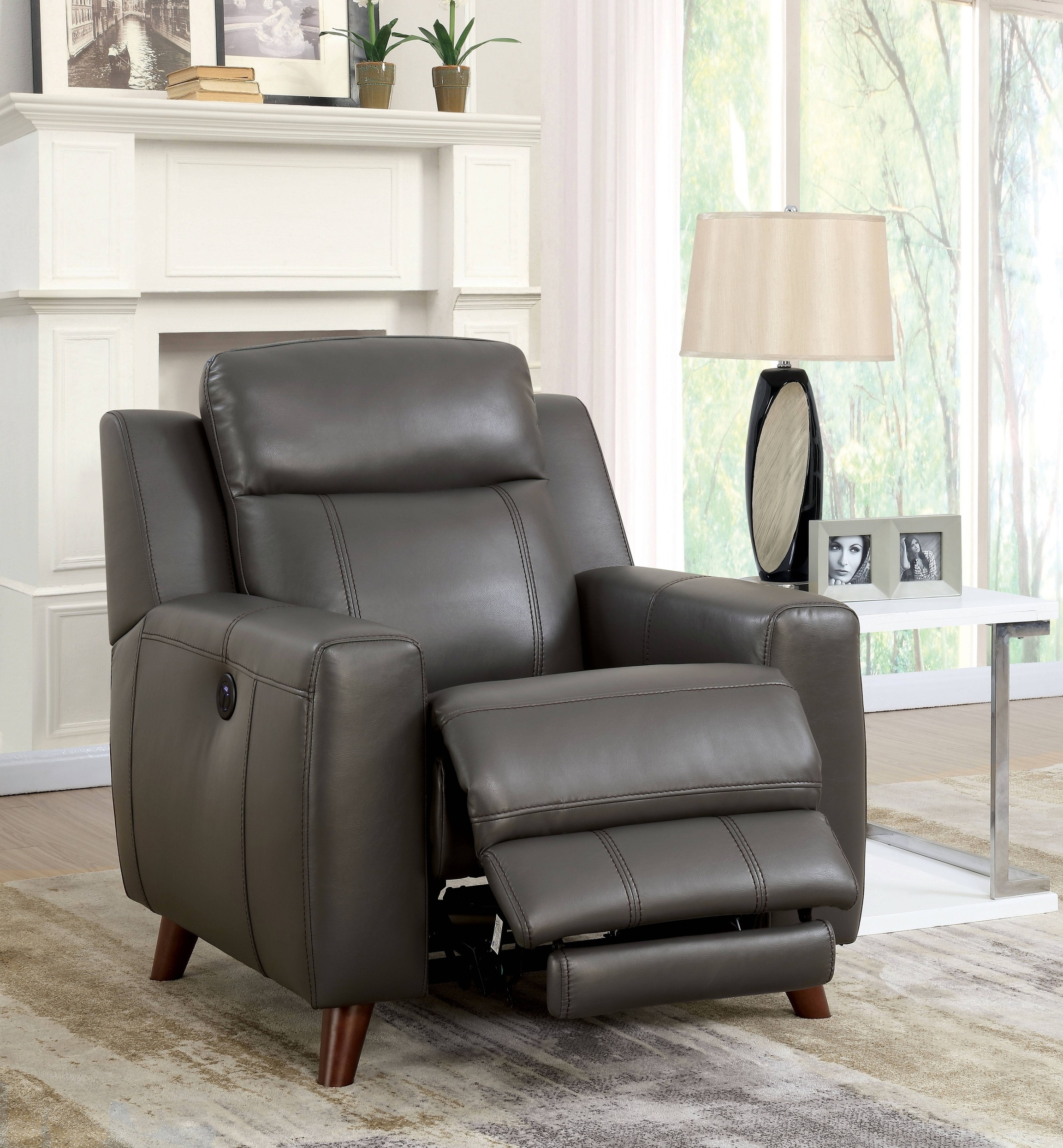 Brandy Transitional Recliner with USB Ports
