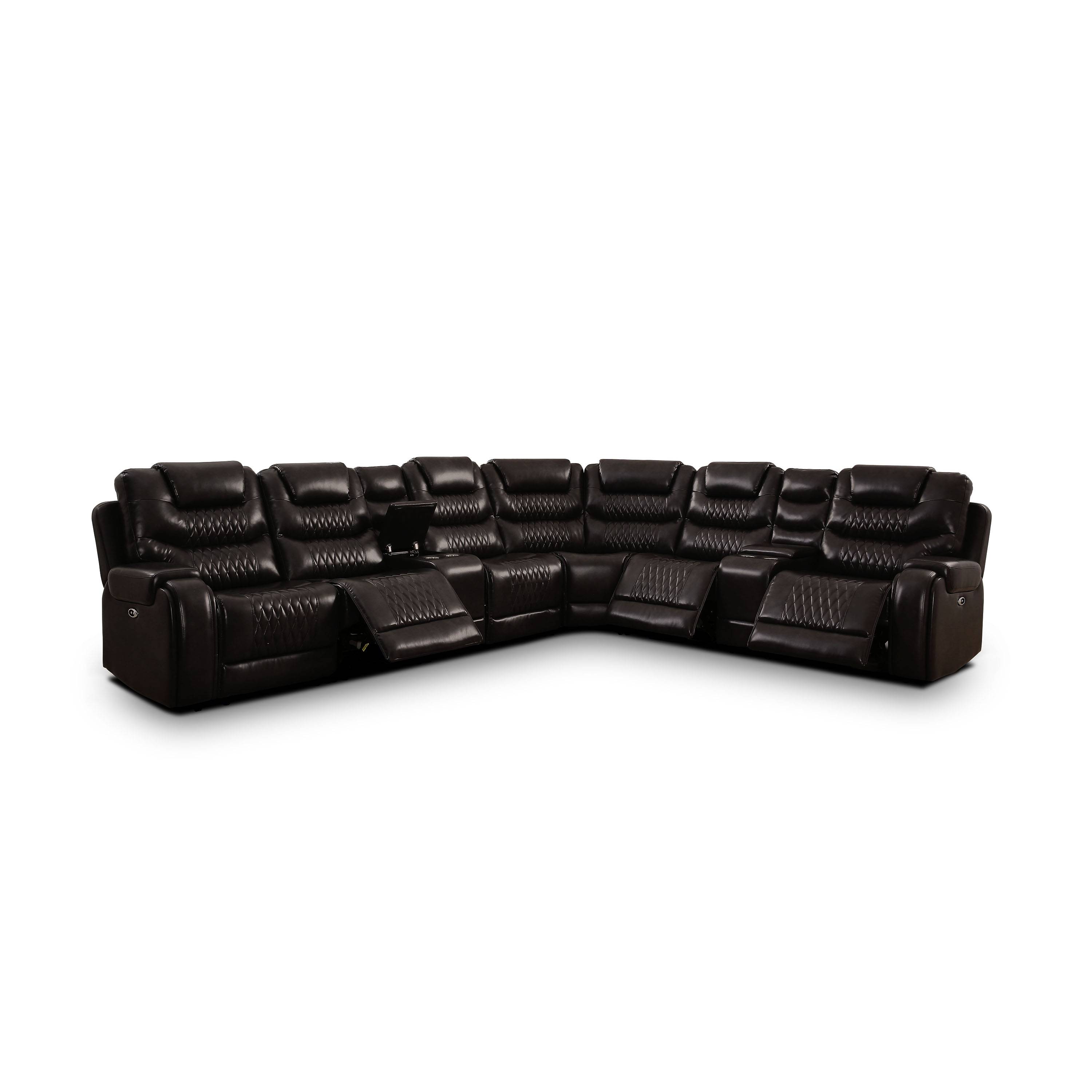 Tombolo Reclining Sectional with Armless Chair in Brown