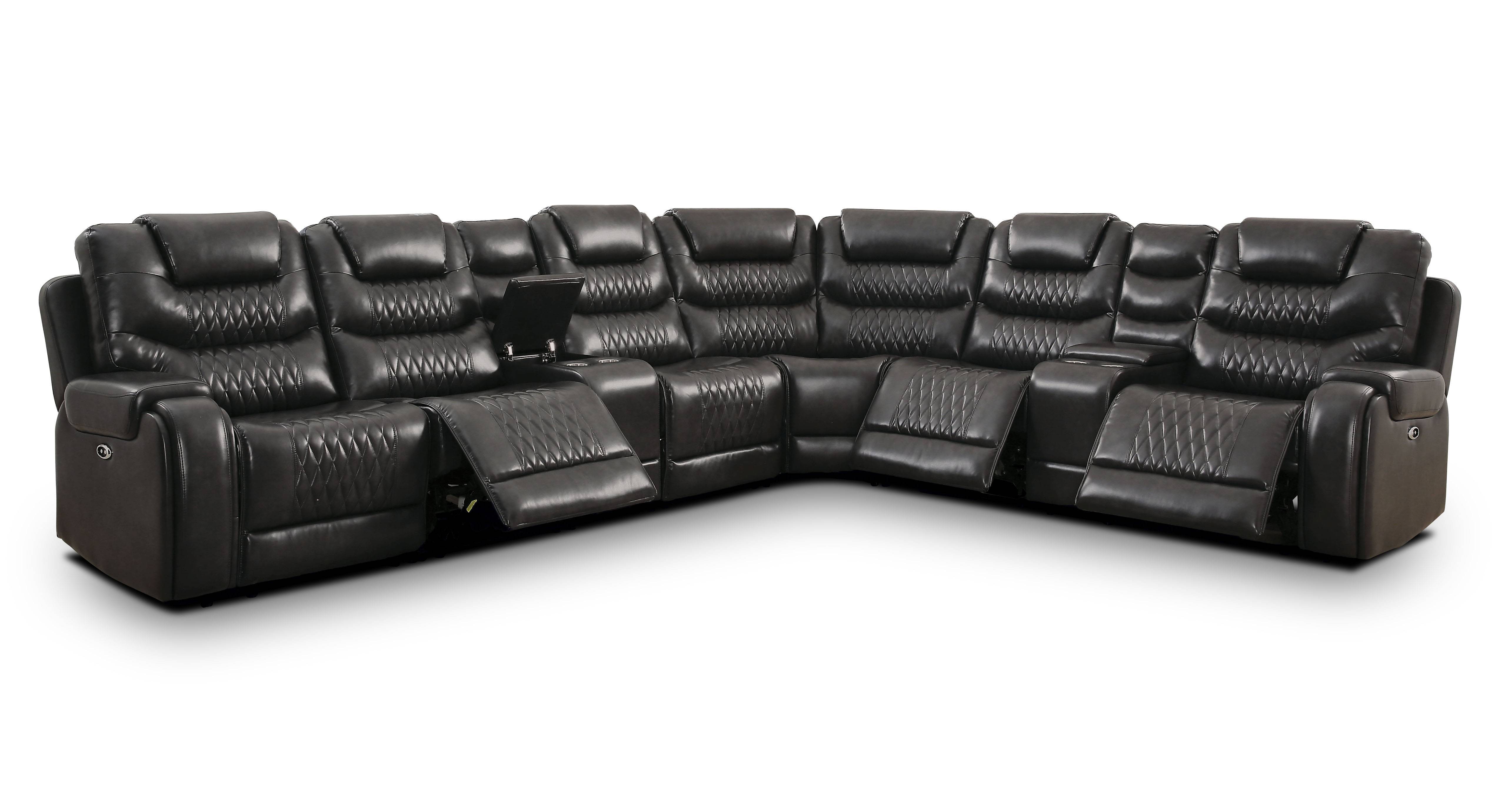 Tombolo Reclining Sectional with Armless Chair in Gray