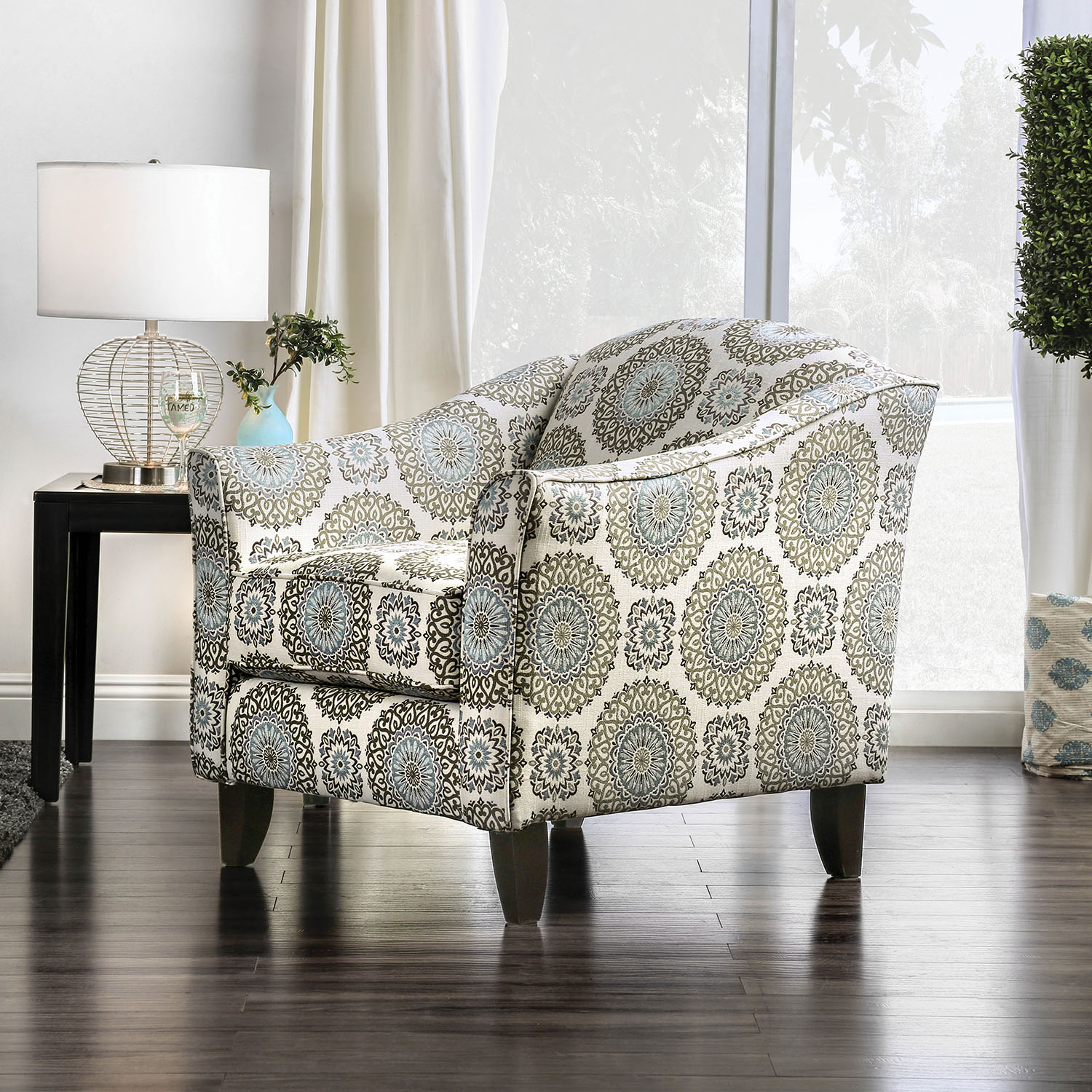 Pearce Transitional Floral Pattern Arm Chair