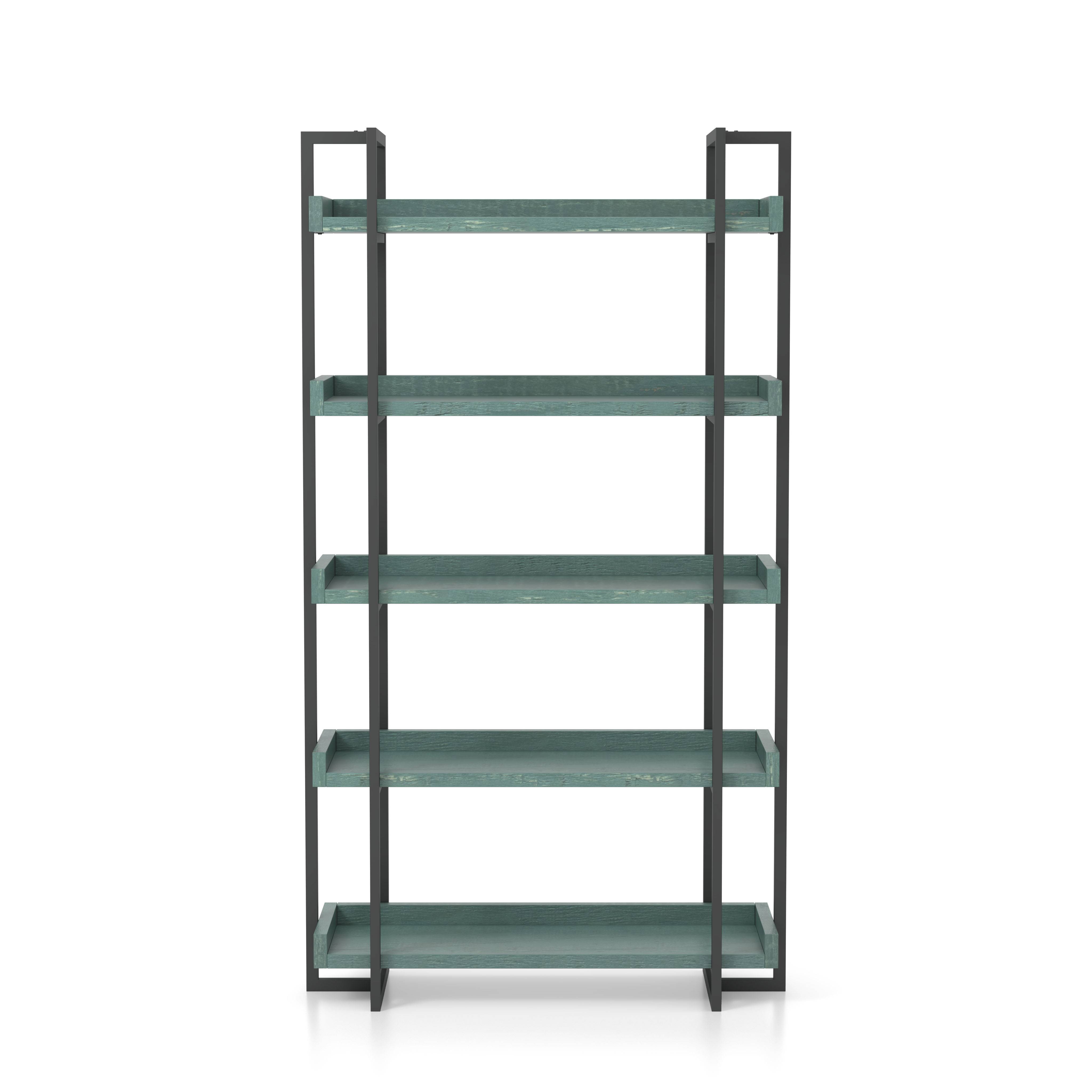 Lackomb 5-Shelf Bookshelf in Antique Blue