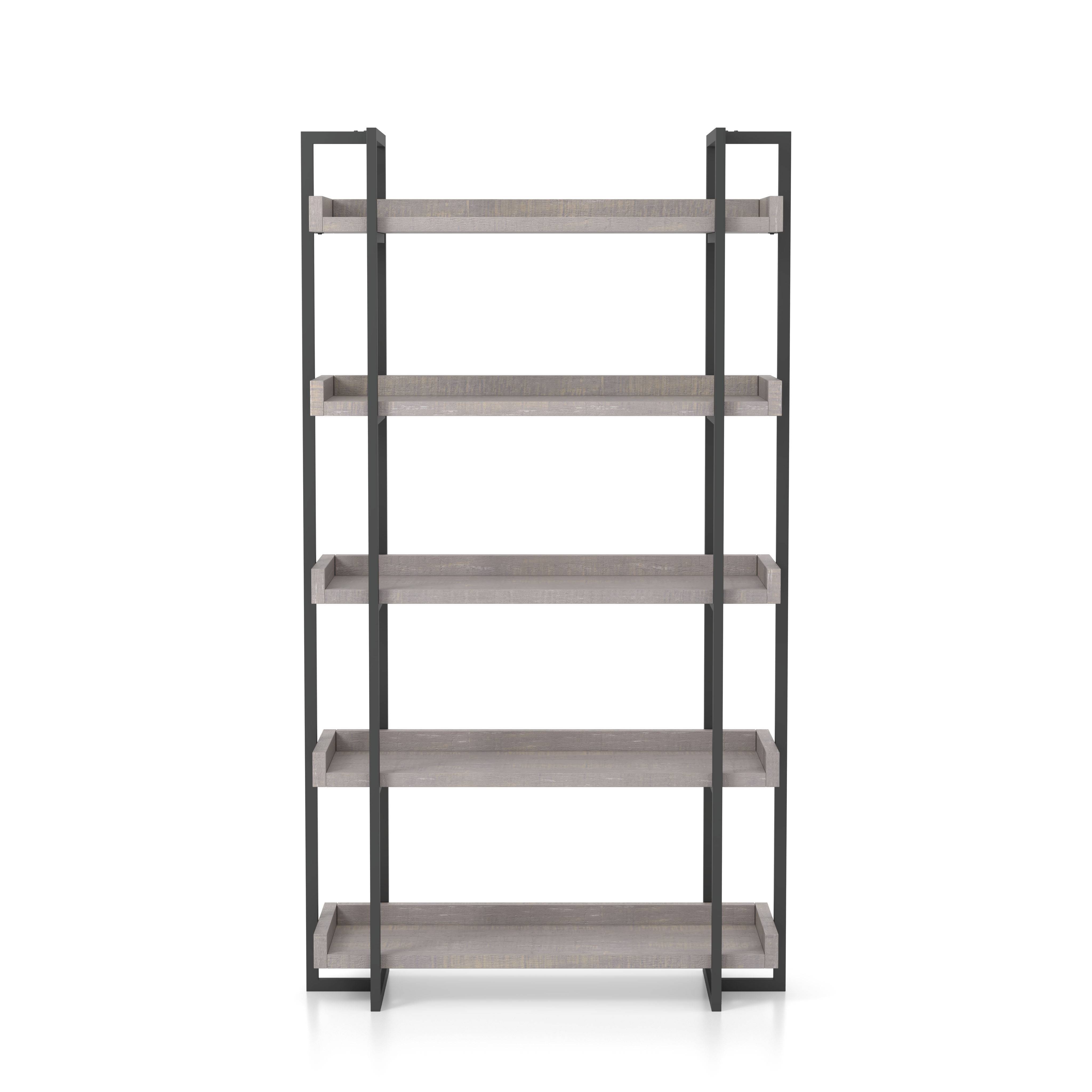 Lackomb 5-Shelf Bookshelf in Antique Gray
