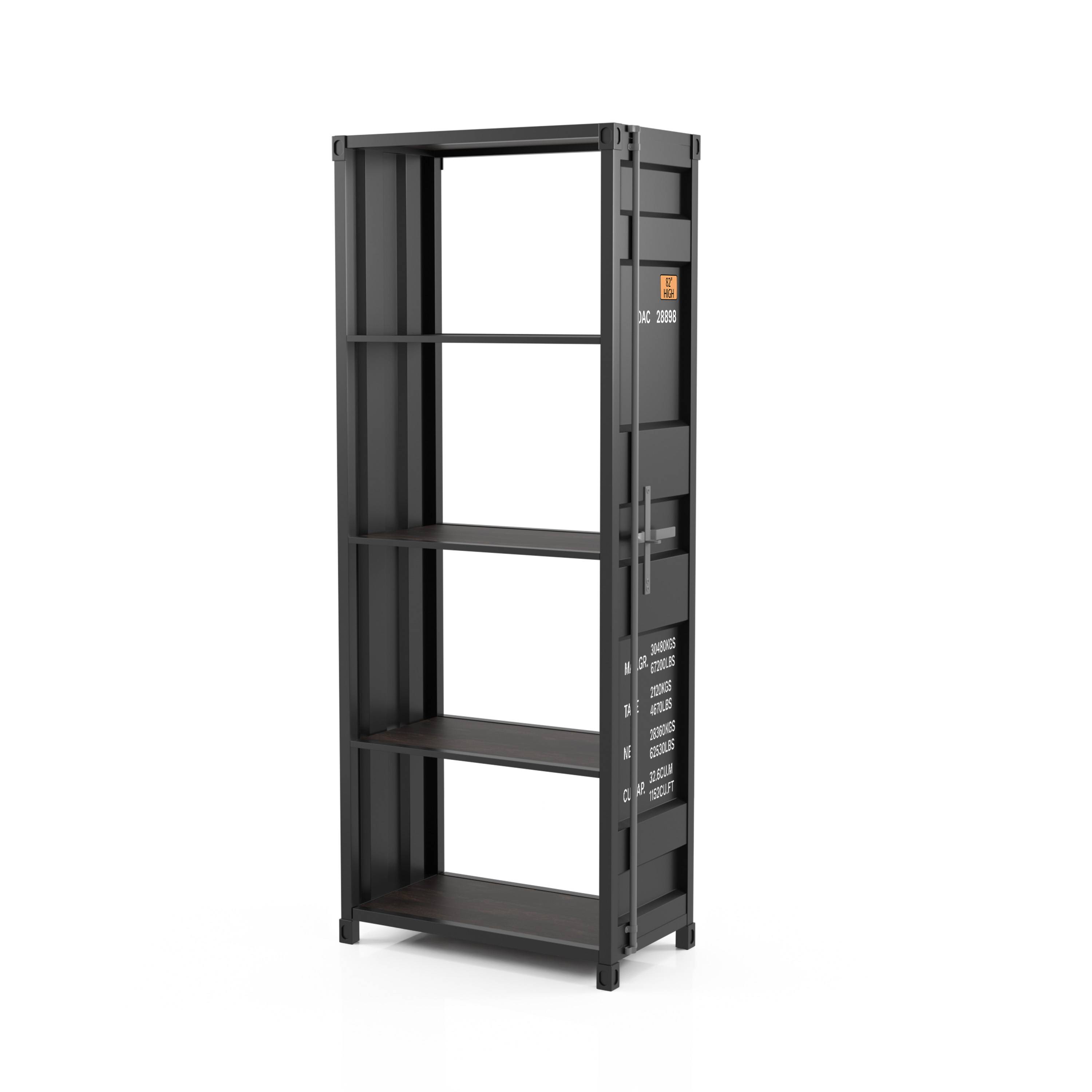 Mandom 4-Shelf Bookcase in Gun Metal Powder Coating