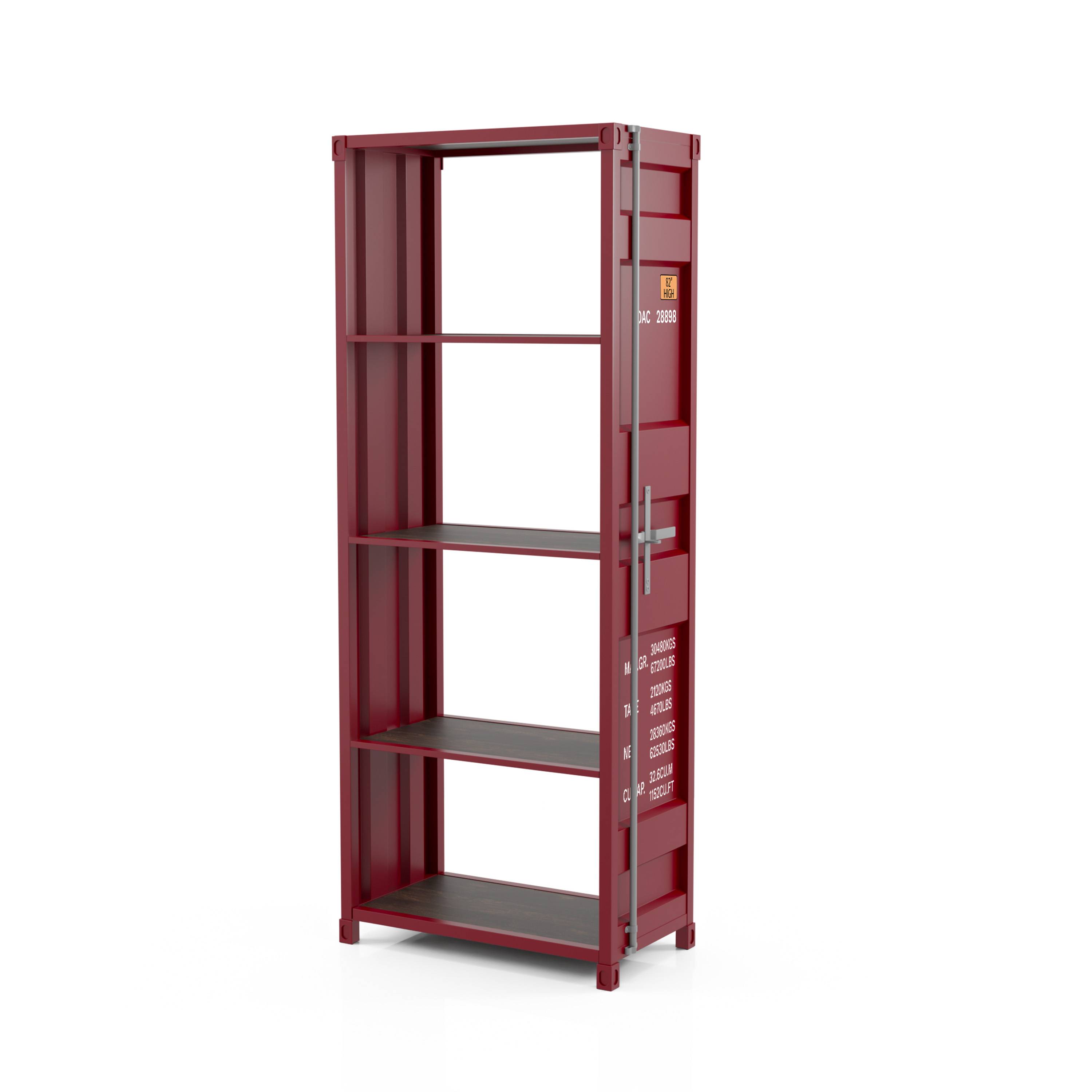Mandom 4-Shelf Bookcase in Red Powder Coating