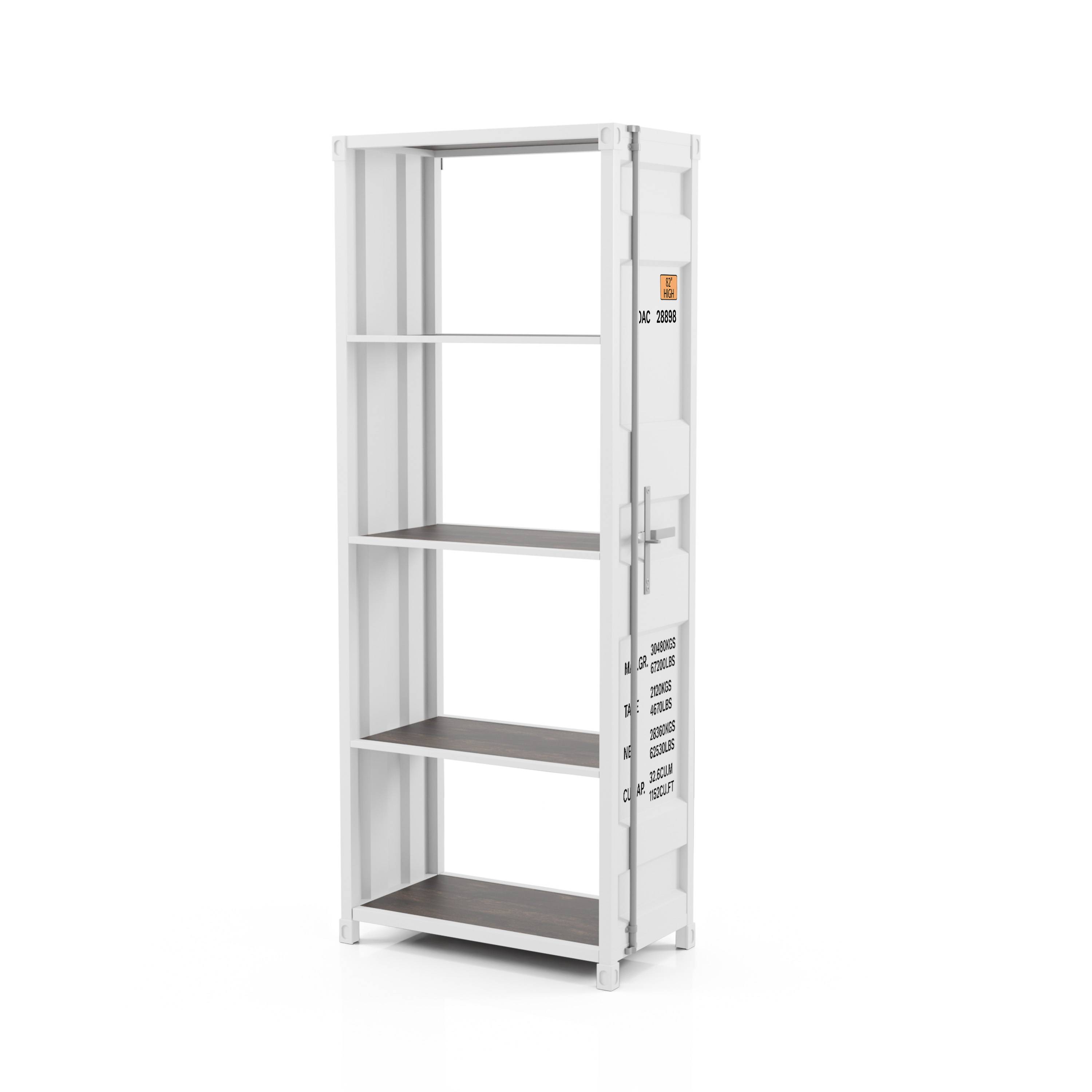 Mandom 4-Shelf Bookcase in Sand White Powder Coating