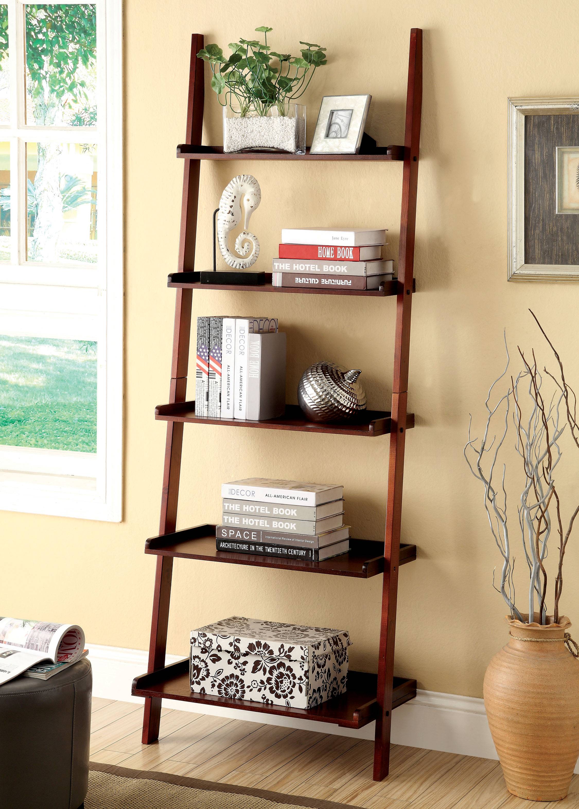 Zavala Contemporary Ladder Shelf in Cherry