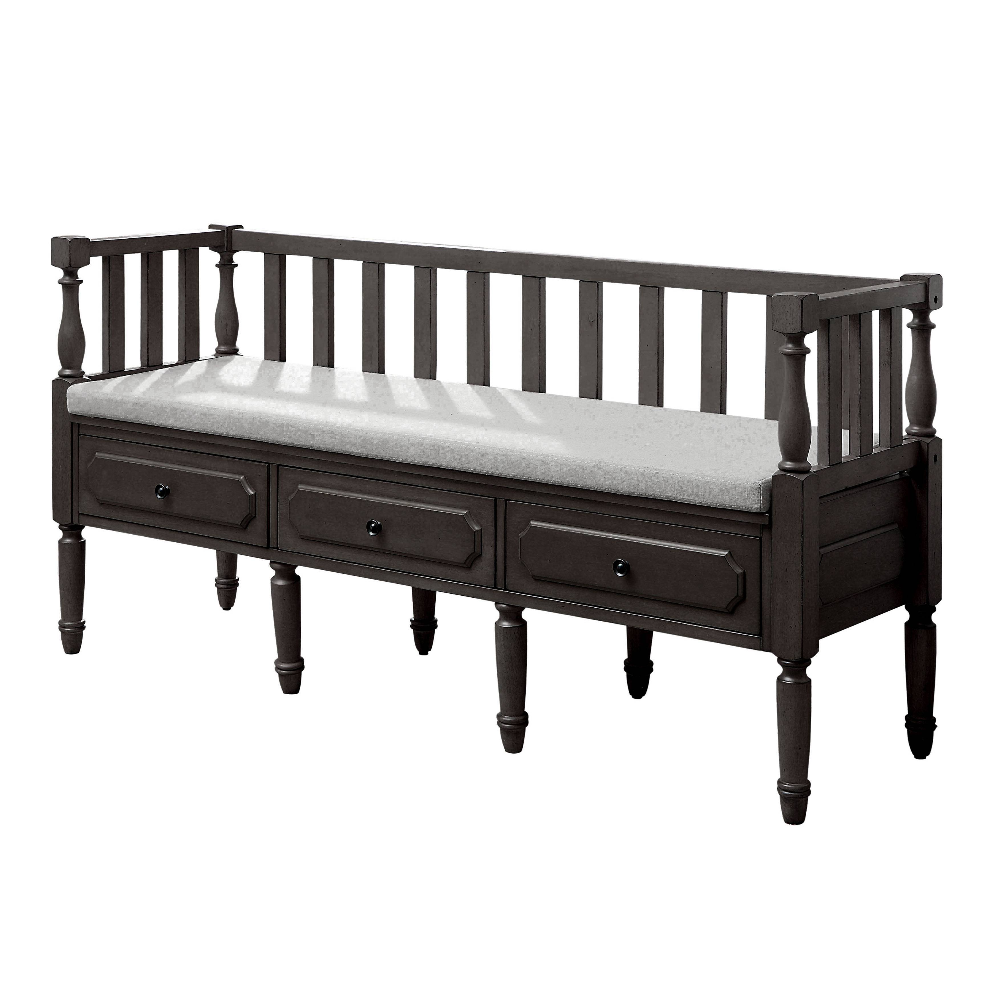 Claudette Transitional Storage Bench in Dark Walnut