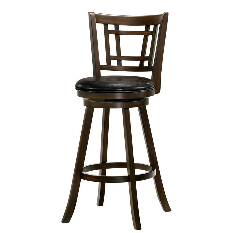 Raela Transitional Padded 29-Inch Bar Stool in Brown Cherry