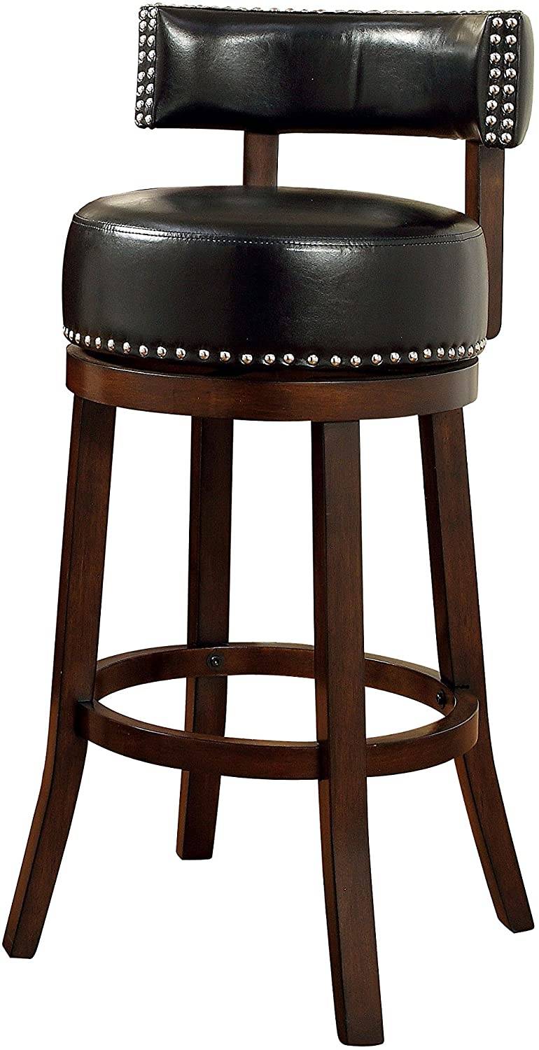 Roos Contemporary Swivel 24-Inch Bar Stools in Black and Dark Oak (Set of 2)