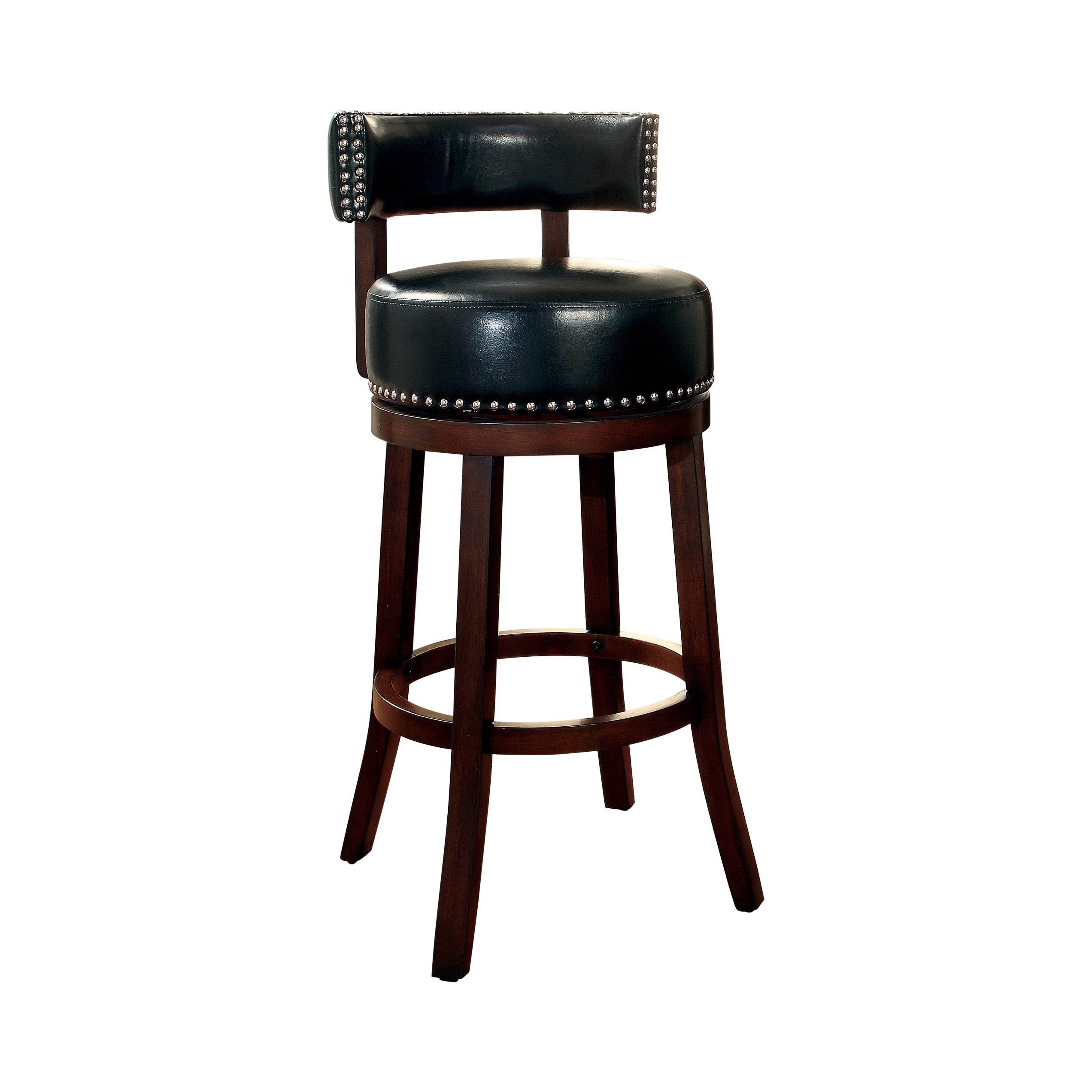 Roos Contemporary Swivel 29-Inch Bar Stools in Black and Dark Oak (Set of 2)