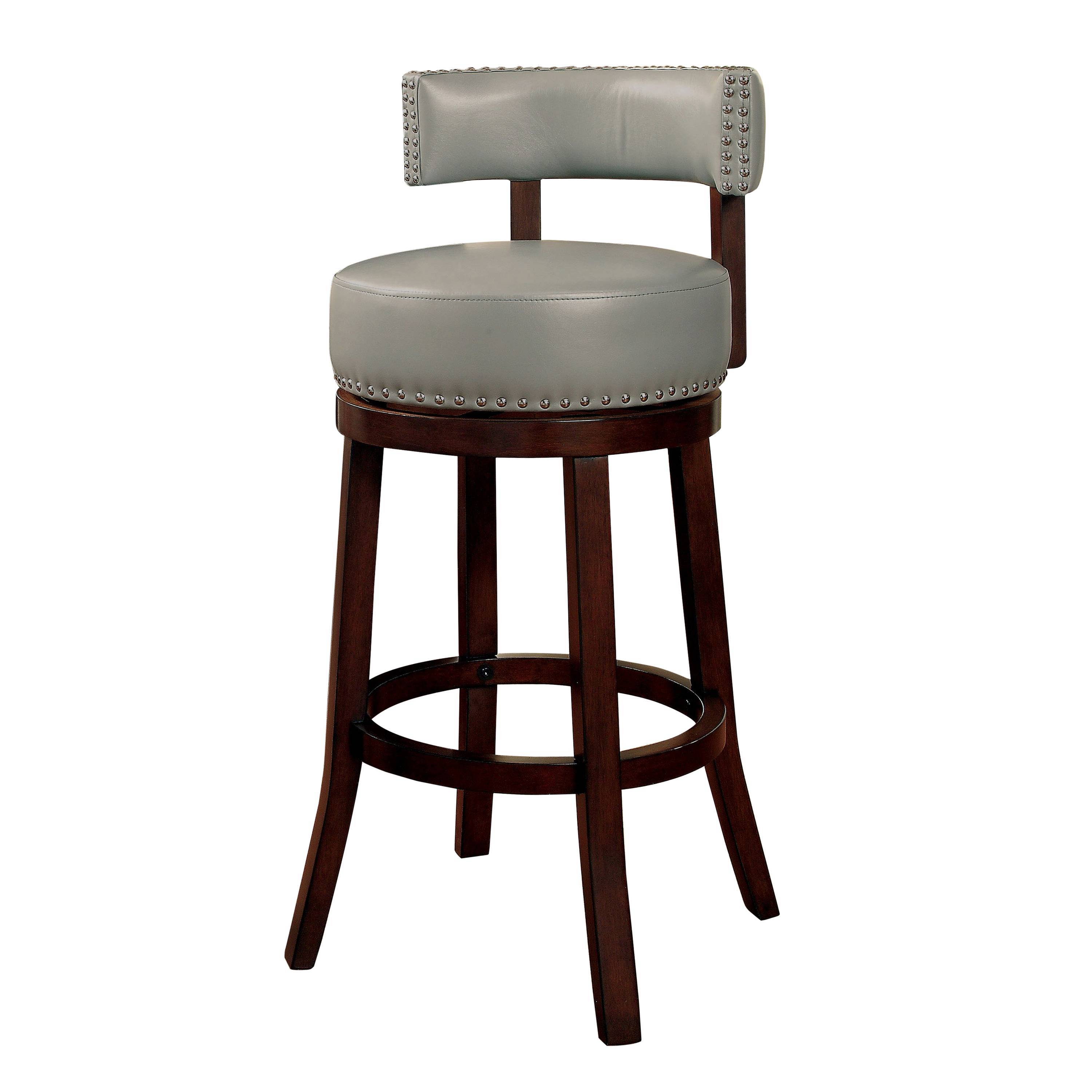 Roos Contemporary Swivel 24-Inch Bar Stools in Gray and Dark Oak (Set of 2)