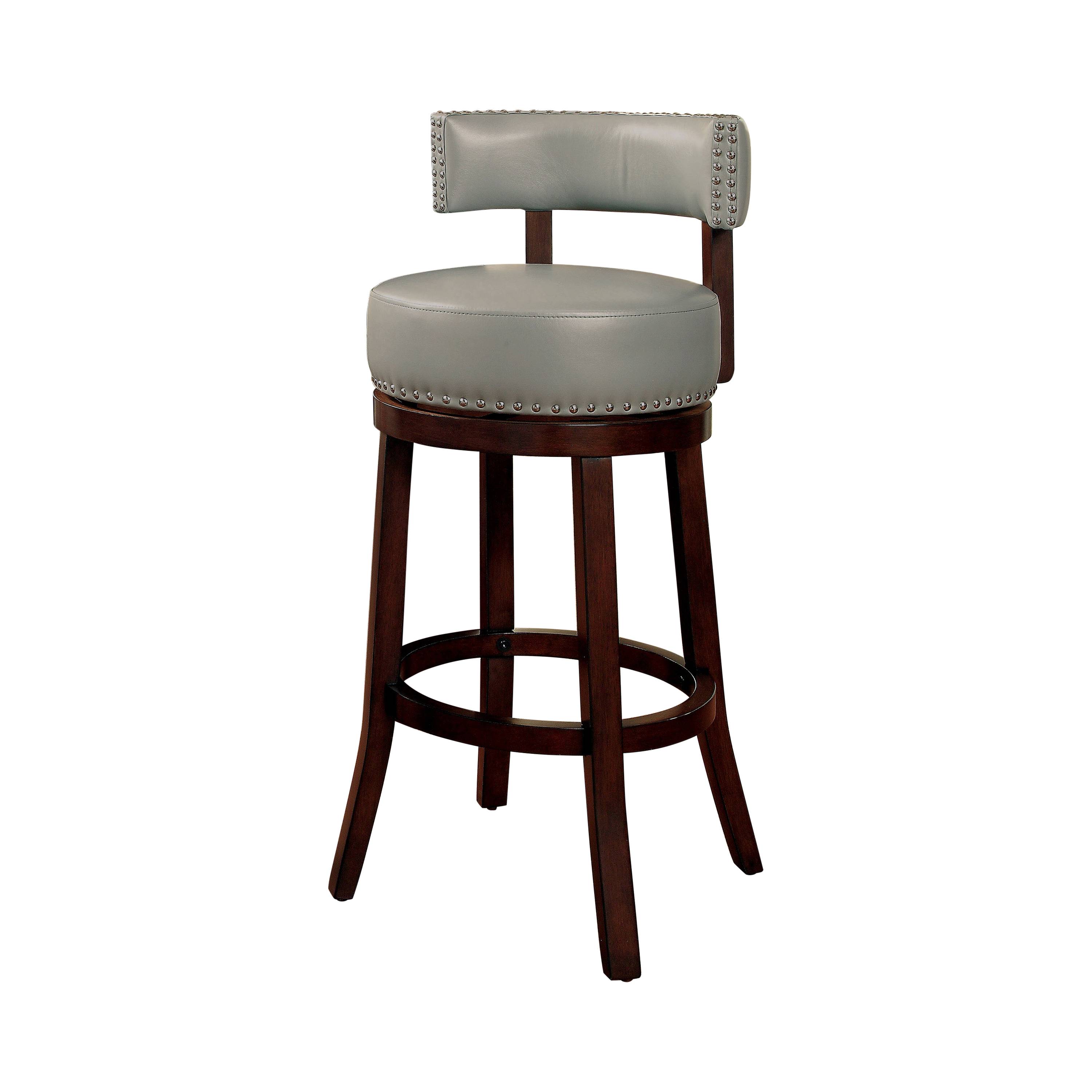 Roos Contemporary Swivel 29-Inch Bar Stools in Gray and Dark Oak (Set of 2)